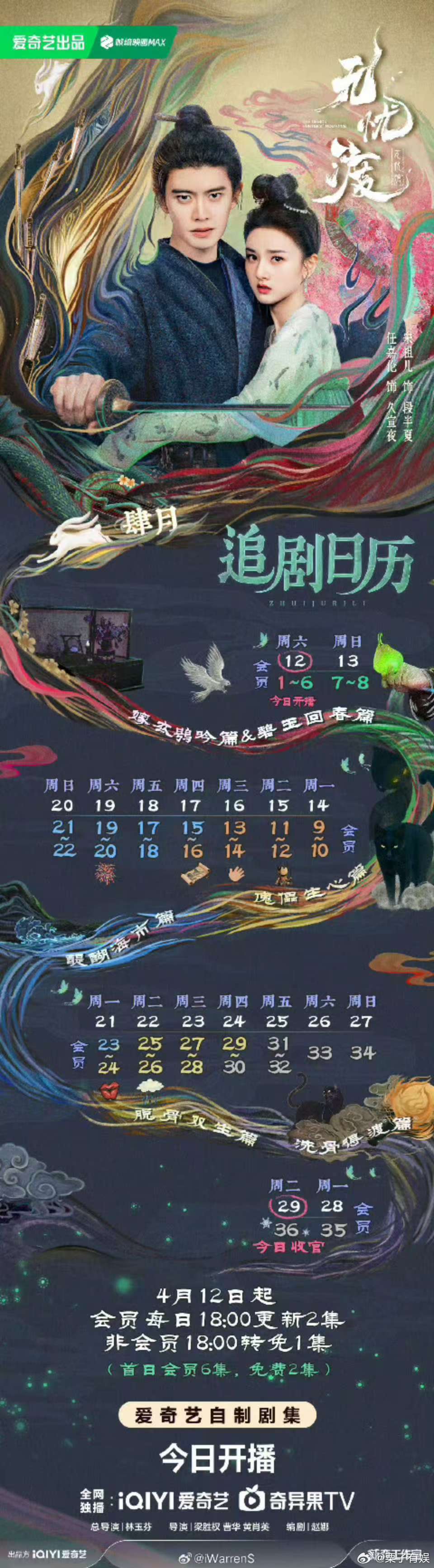 无忧渡首播6集不断更任嘉伦宋祖儿新剧首更6集无忧渡首播6集不断更，期待住啦，[心