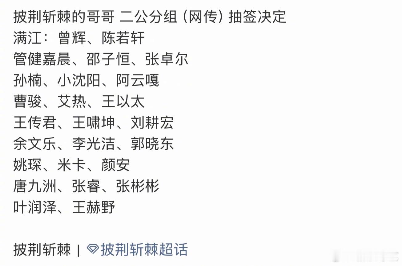 网传披荆斩棘二公组队郭晓东姚琛颜安组队 网传二公组队名单出炉！
