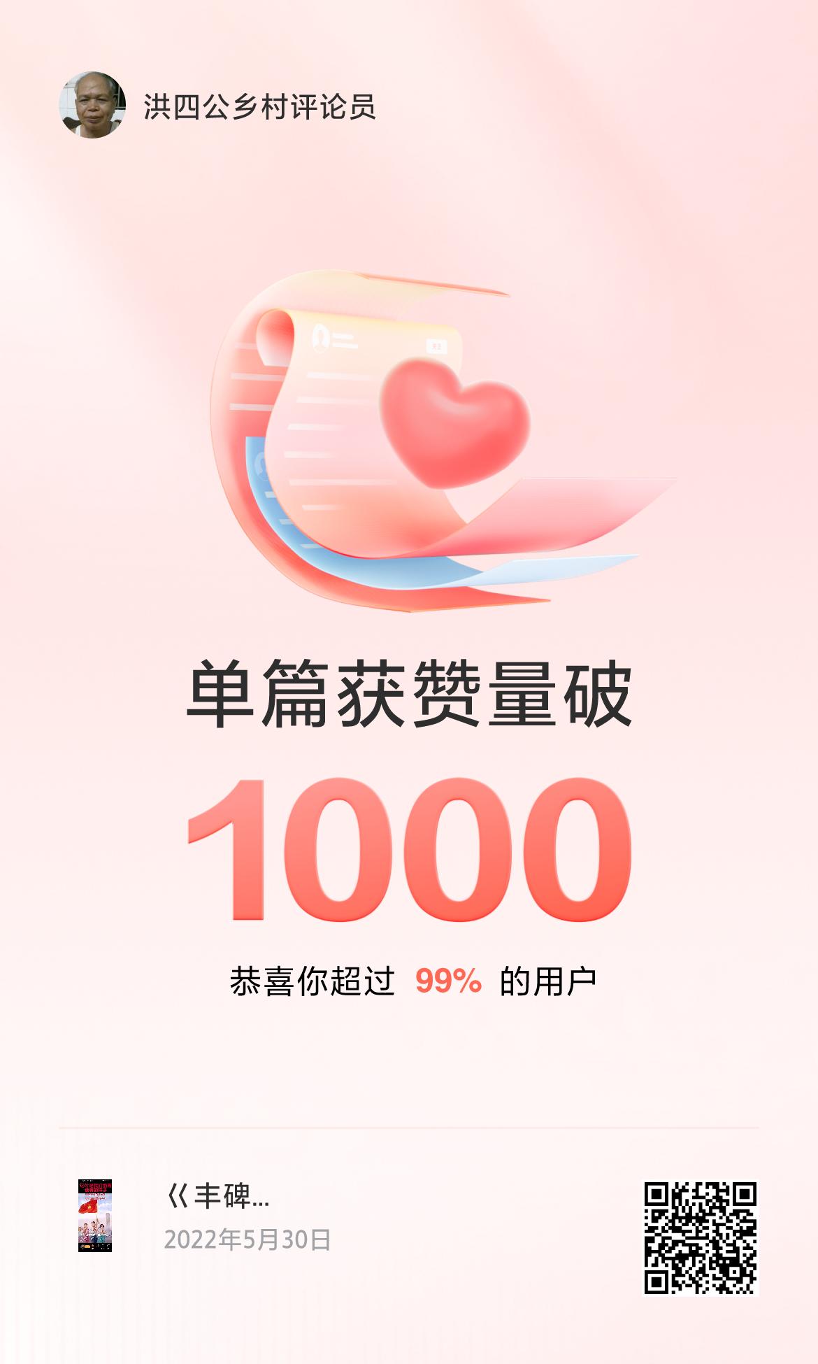 🔥我创作的单篇内容获得超过1000赞了！