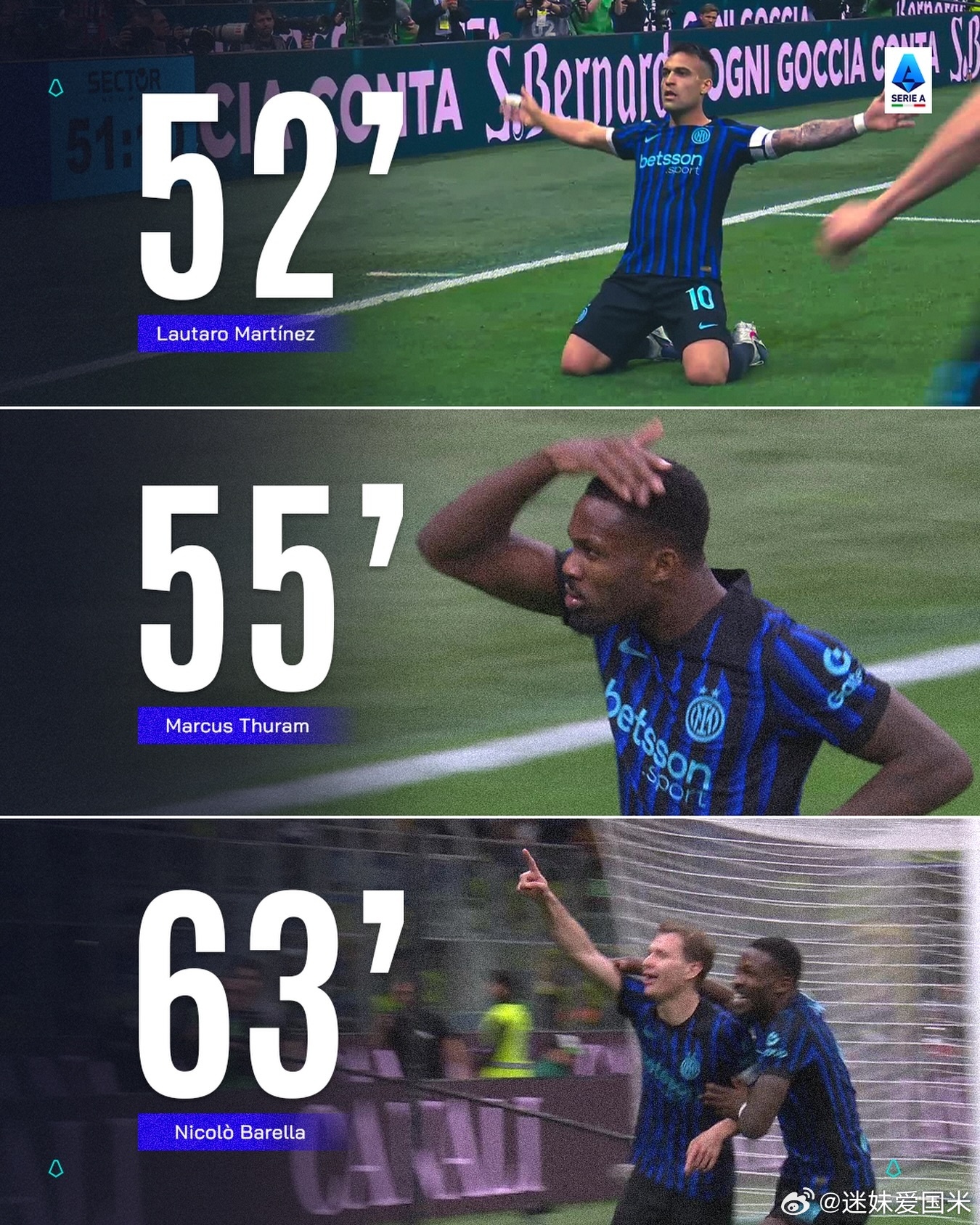 国际米兰下半场11分钟连进三球收割比赛看的迷妹眼花缭乱的国际米兰意甲劳塔罗