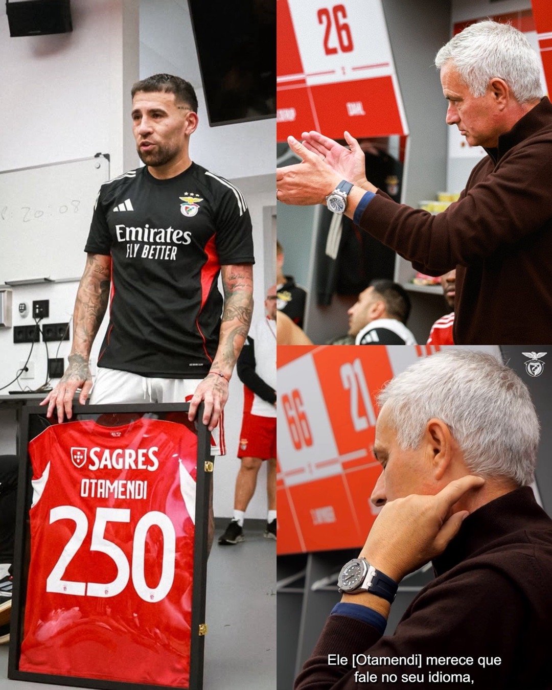 🇦🇷👏🏼奥塔门迪代表本菲卡出场250次，穆里尼奥教练在更衣室全体队员面前