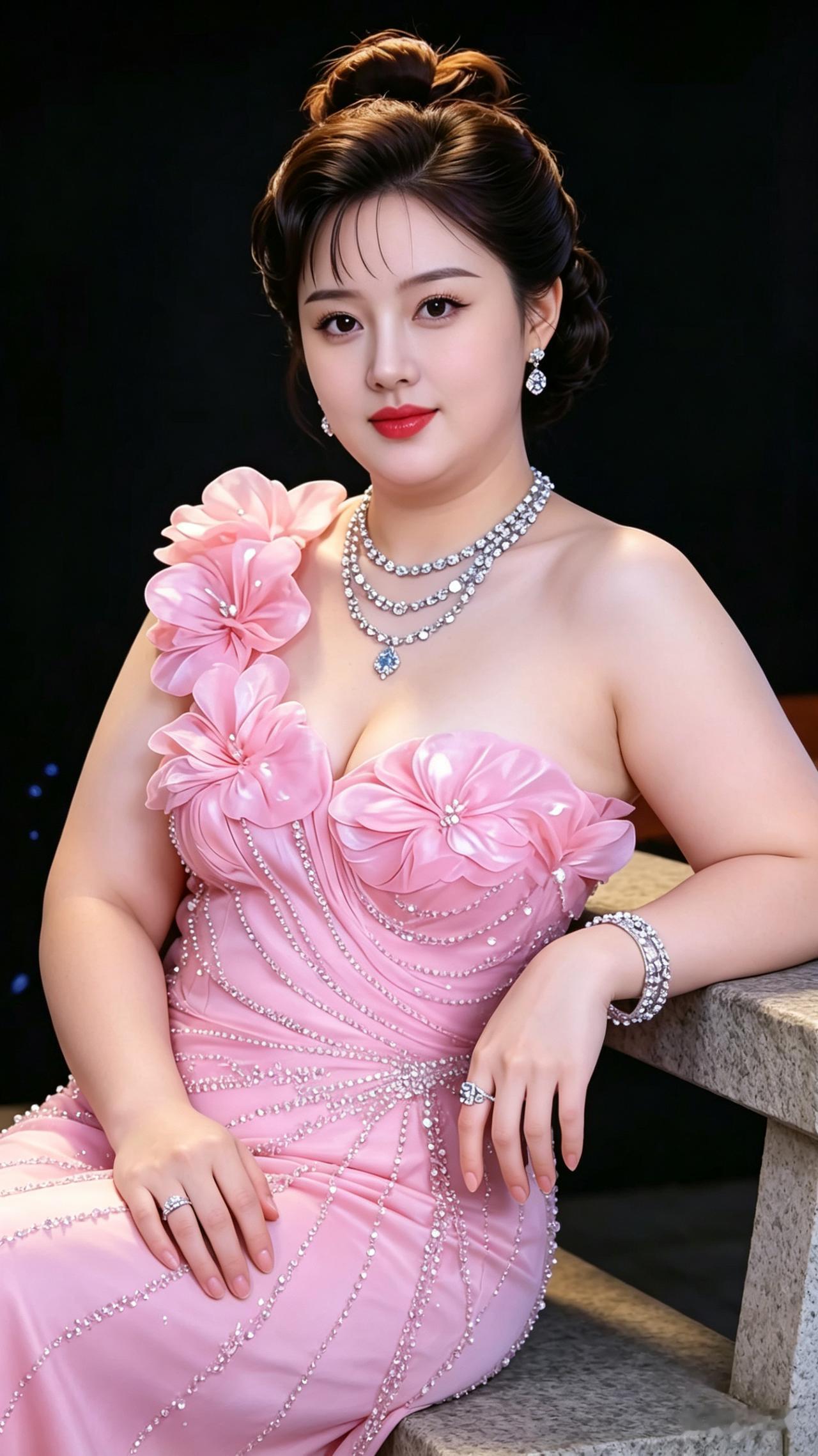 粉裙似花人娇妍，
气质优雅且温婉。
若言这般不旺夫，
试问何样才为善？