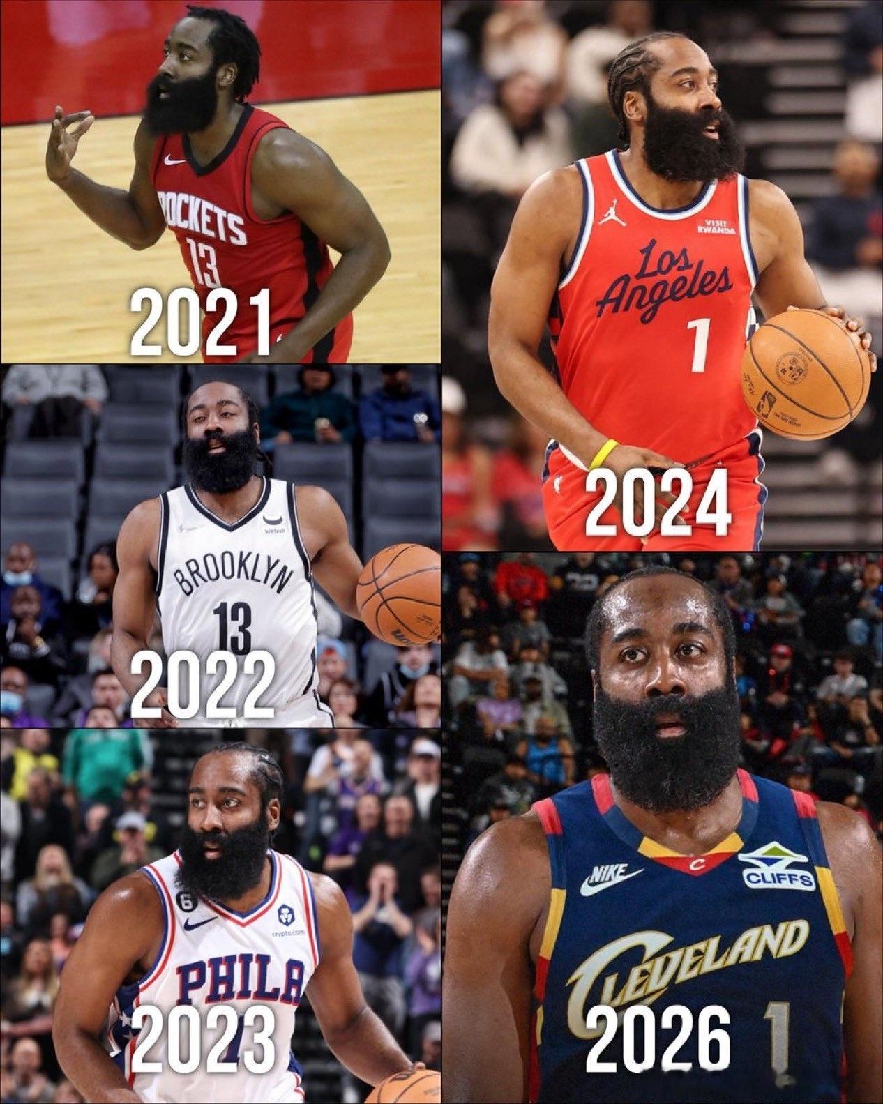 NBA 哈登5年5支球队，哪里才是夺冠终点？哈登被交易至骑士