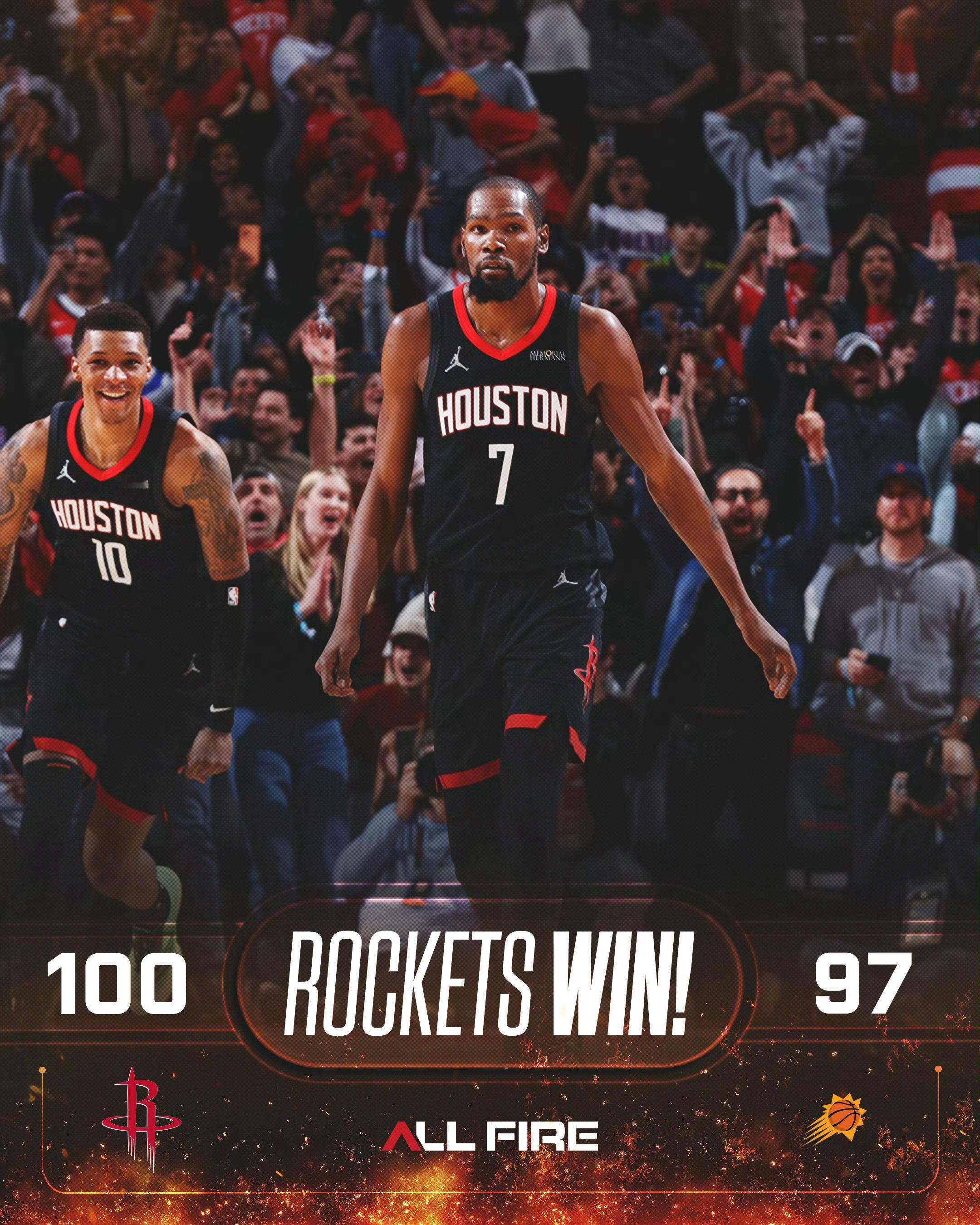 NBA常规赛，火箭主场100-97绝杀太阳。在距离比赛结束1.1秒时，双方战成9