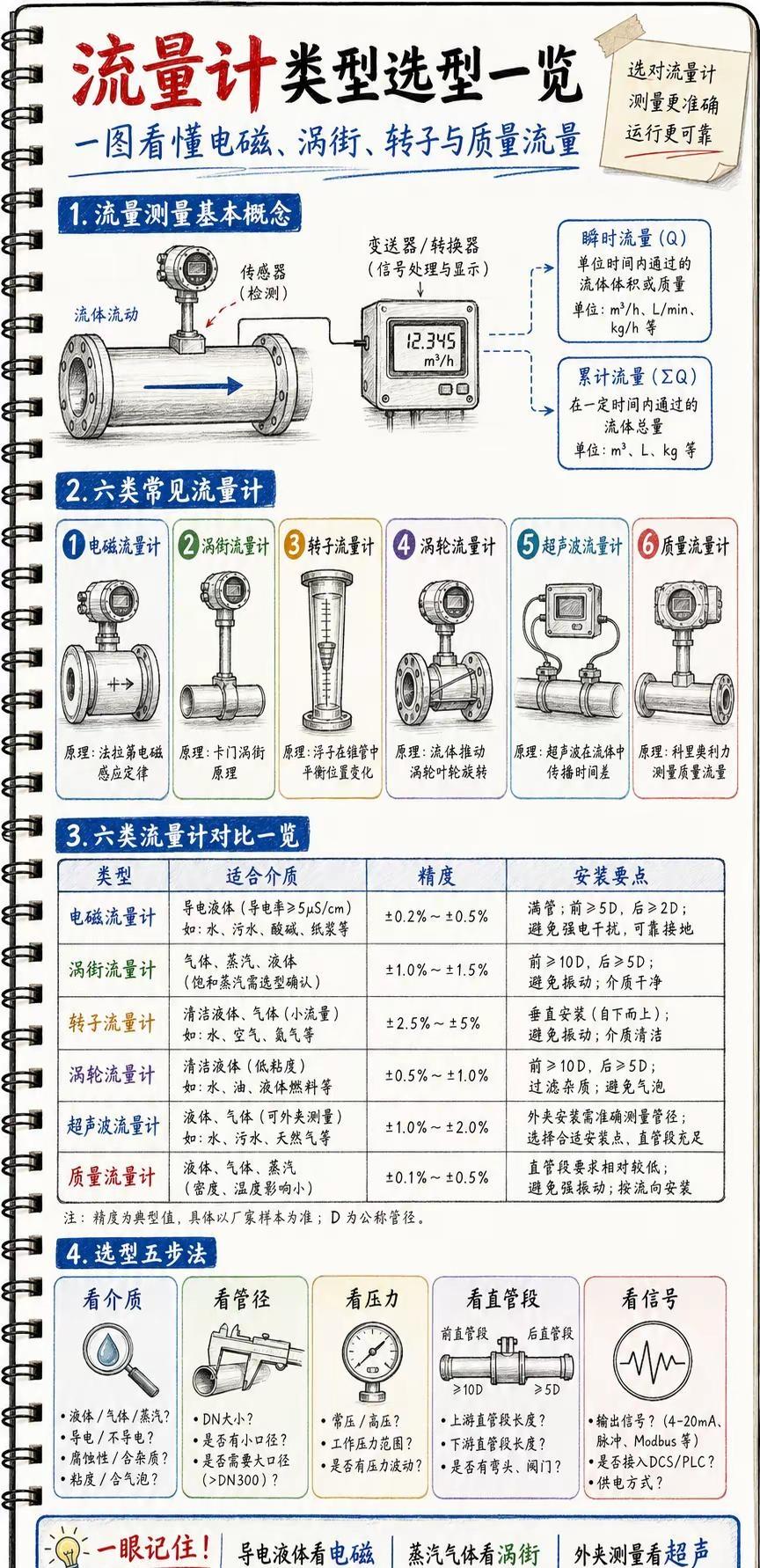 第137集 流量计选型不踩坑。仪表工、自动化、工艺运维工友速存❗ 一图吃透 6 