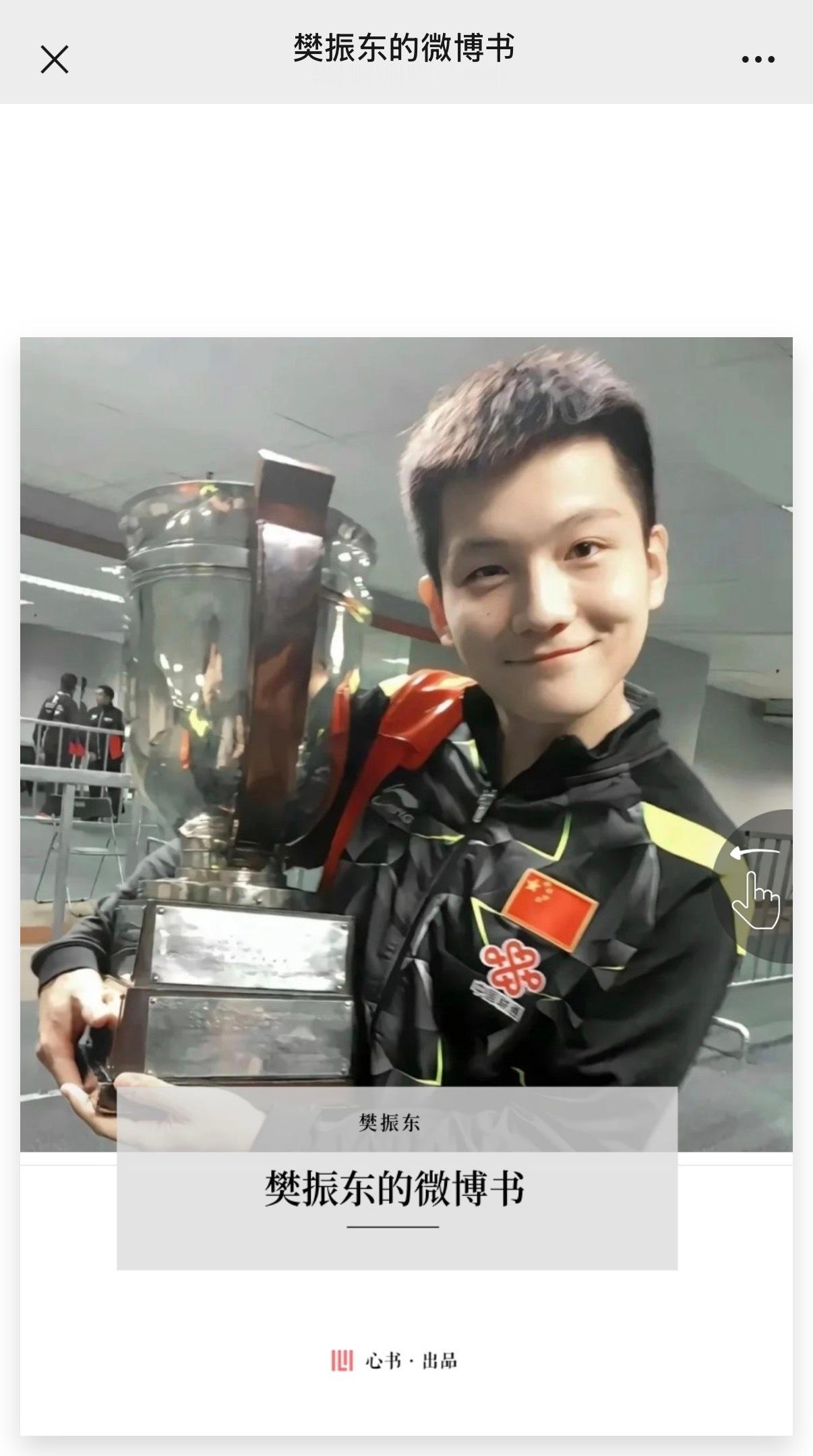樊振东已到杜塞尔多夫训练 🏓樊振东金典品牌代言人 刷到粉丝自制的的微博书 网页