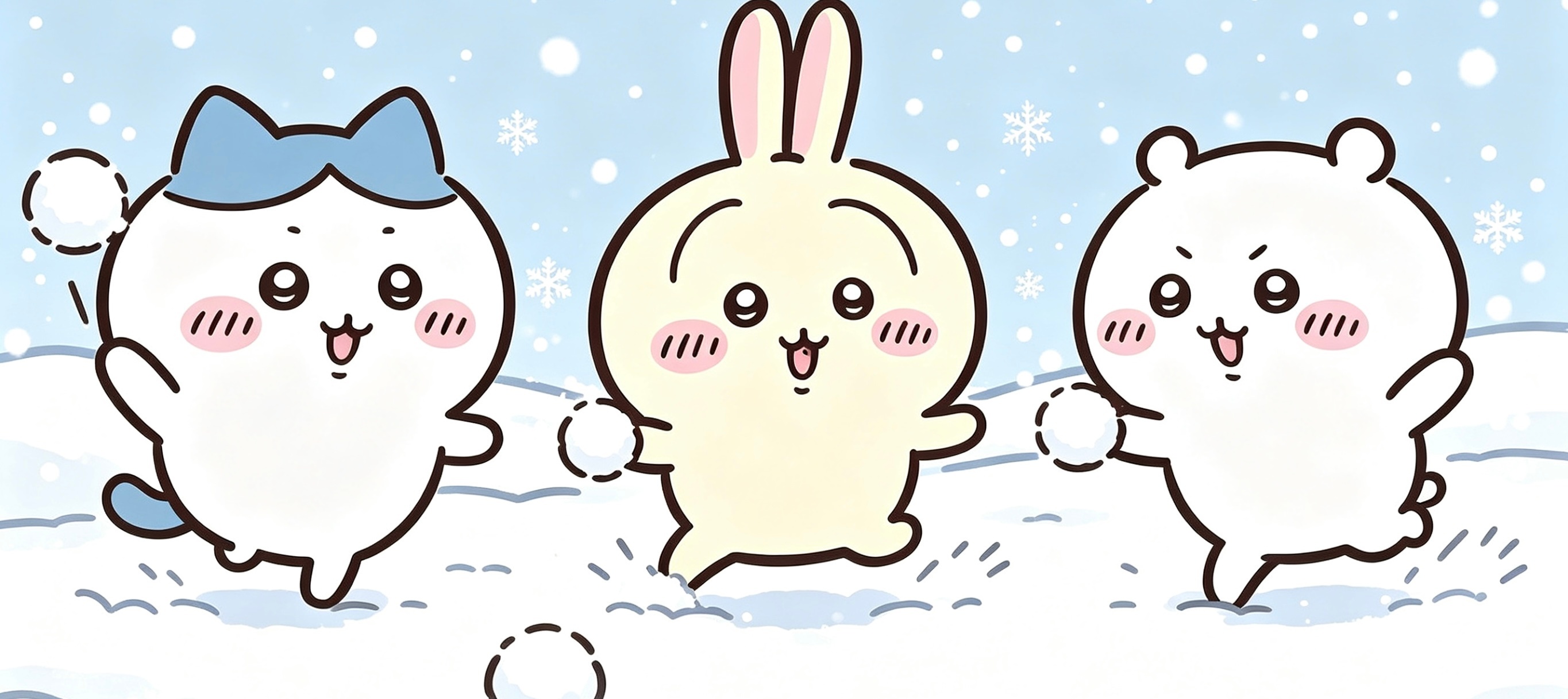 chiikawa吉伊卡哇灵感共创夏日企画来一起打雪球❄️（ai生成） 