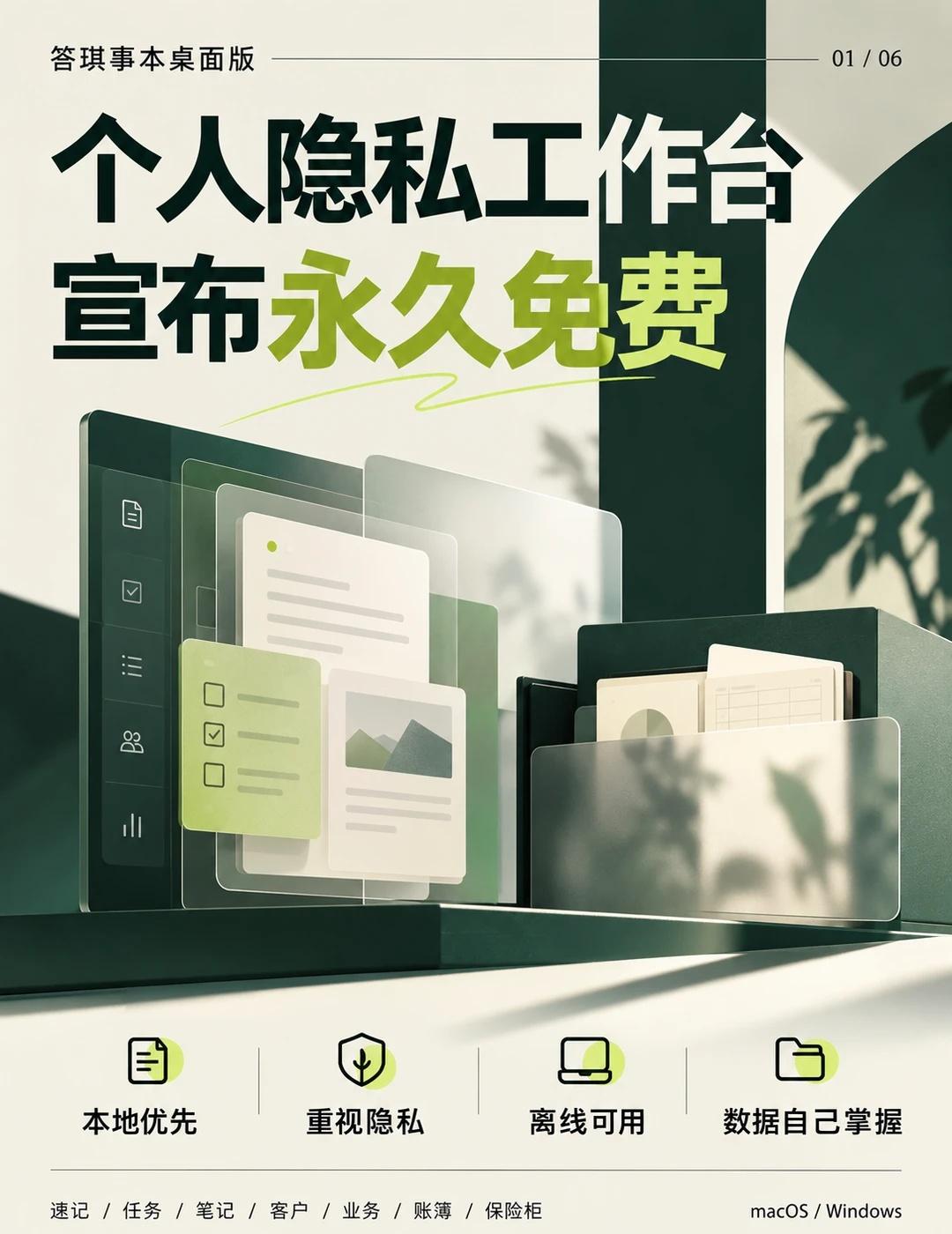 桌面版永久免费，源码要不要也放出来？
想了一阵子，决定了：答琪事本桌面版，永久免