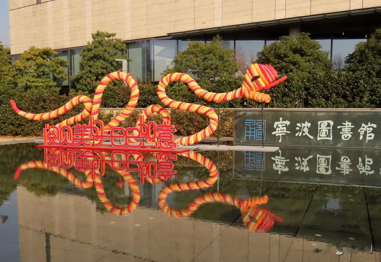打卡宁波图书馆，网红彩虹蛇雕塑惊艳亮相！