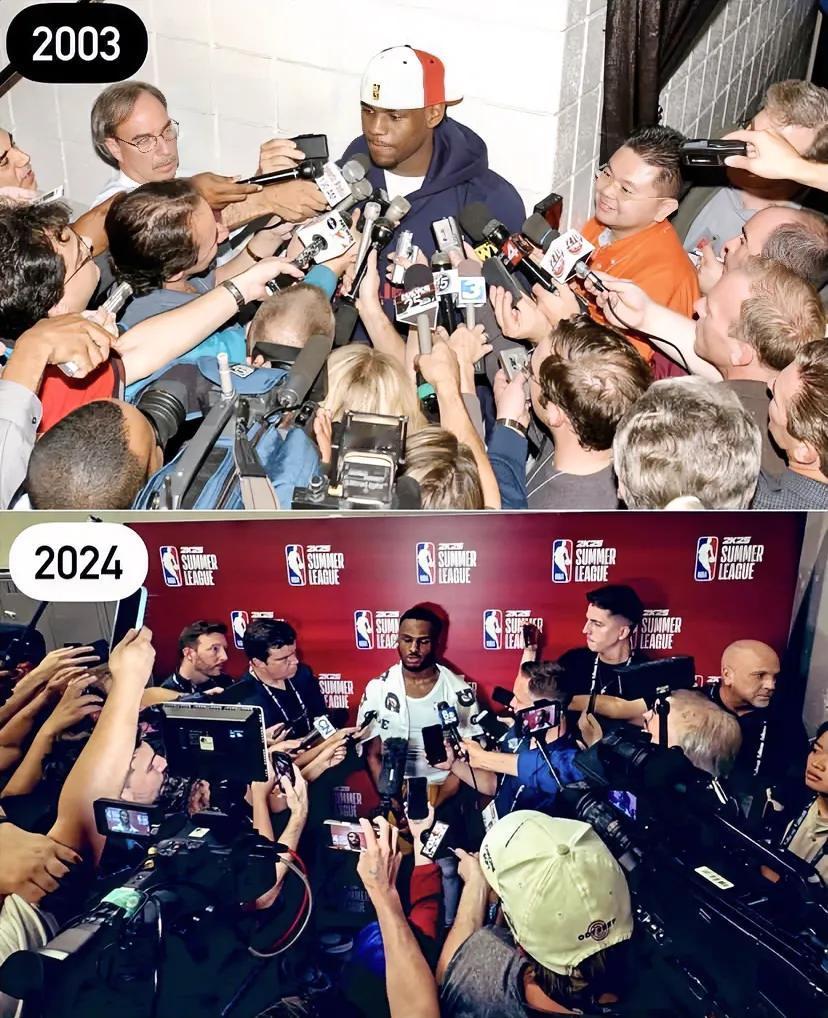 星光也是可以遗传的！

詹姆斯在2003年进入联盟时，万众瞩目，采访的人也络绎不