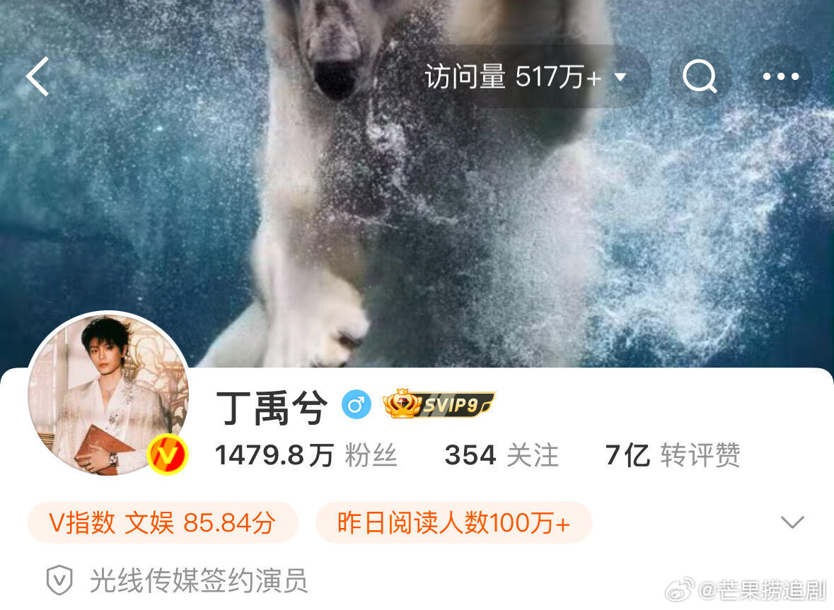 丁禹兮主页访问量破517万，还是在没有播剧的情况下，甚至综艺《中餐厅》9已经完结