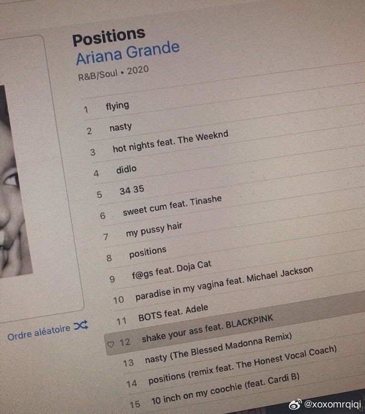 经典回顾当年《Positions》未发行前一份传的很广的假泄露曲目单[手指比心]