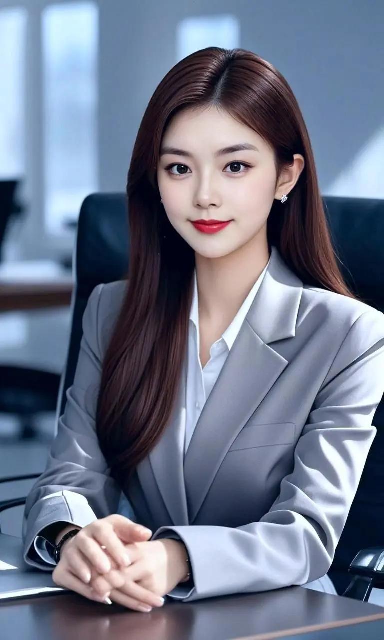 职场精英风范，自信满满，红唇白衬衫，尽显优雅气质！