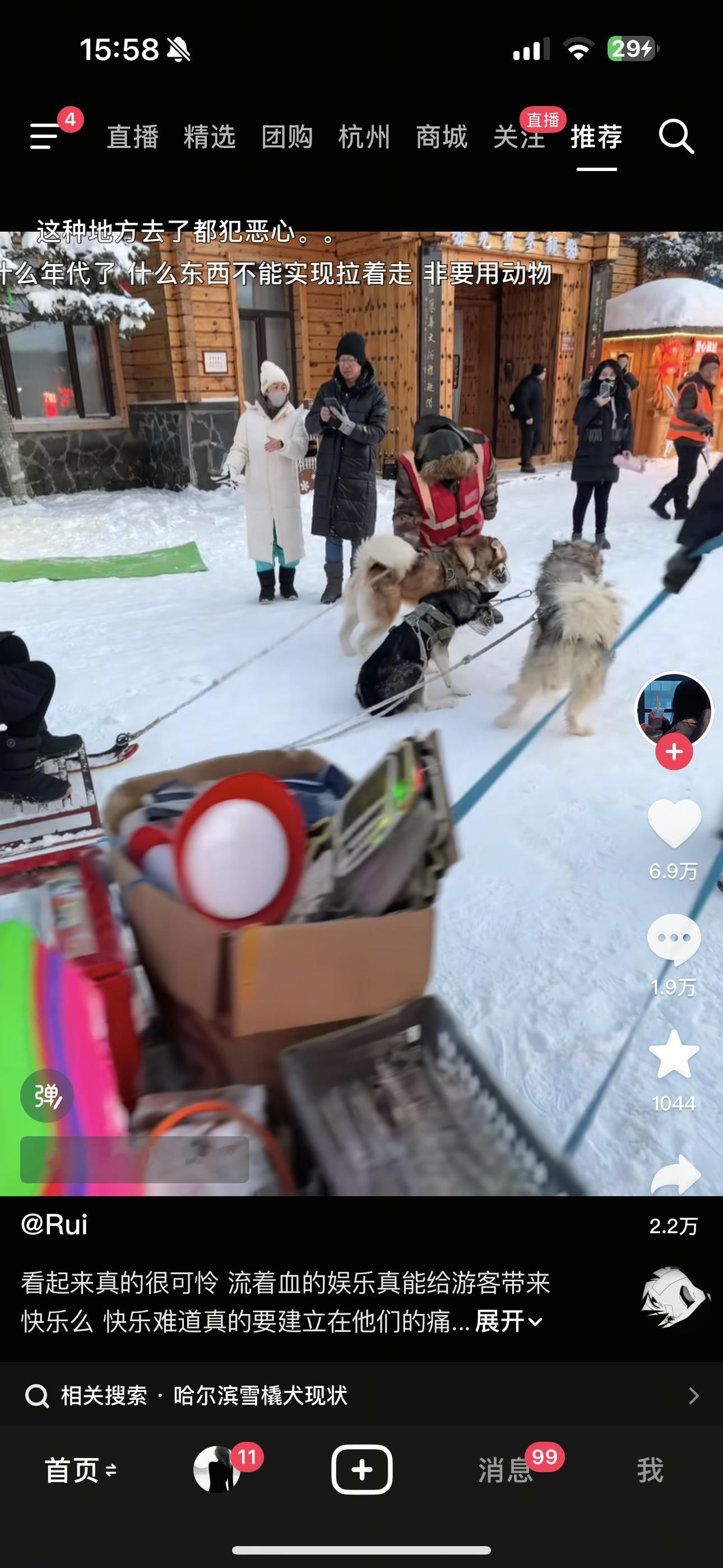 是不是有病 不是虐狗就是吃狗 还学国外拉雪橇 别的国家也不是这样拉的 哈尔滨这些