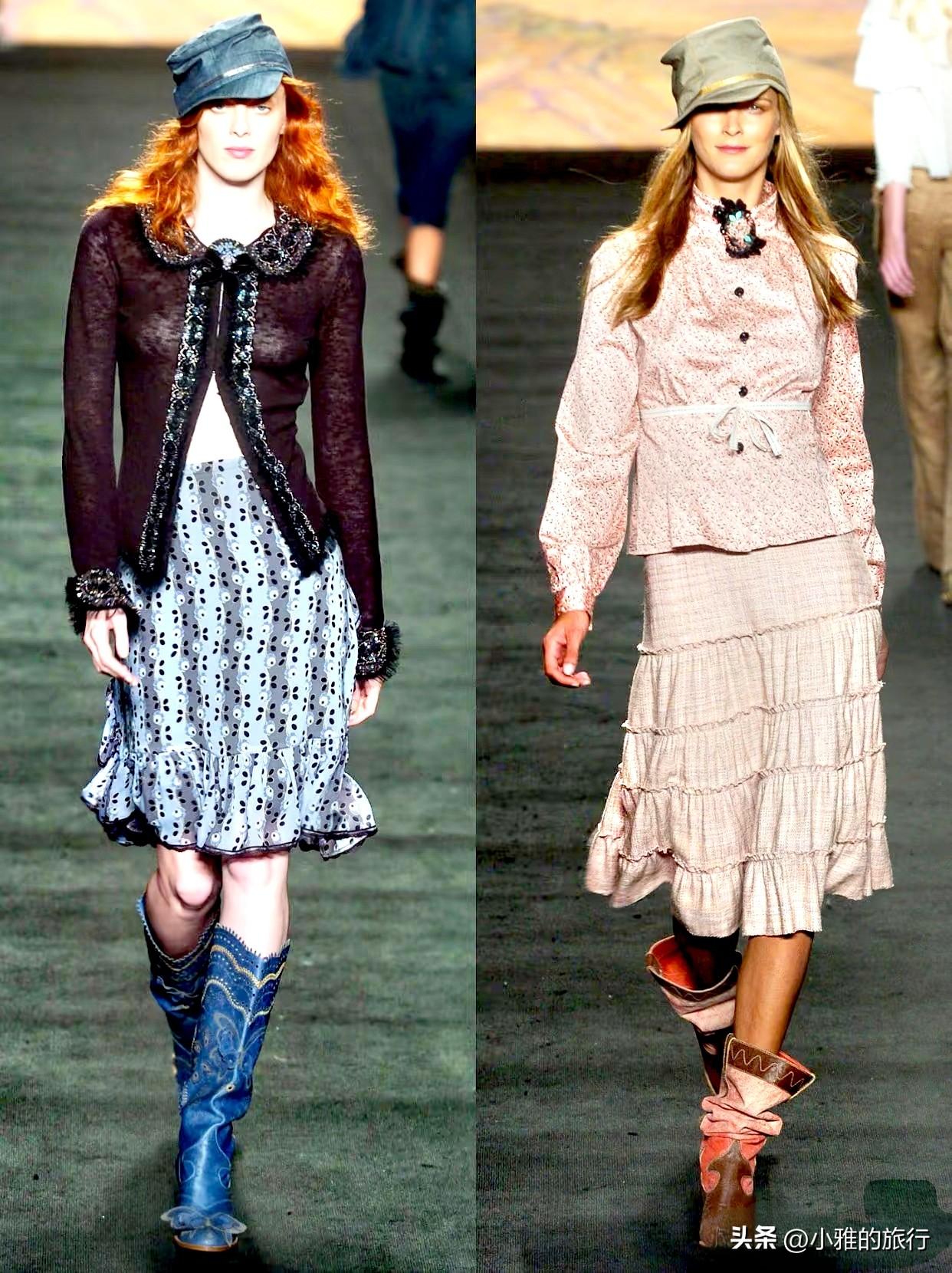 重温Anna Sui2005春夏宝藏秀场，以美国西部拓荒文化、印第安民俗作为创作