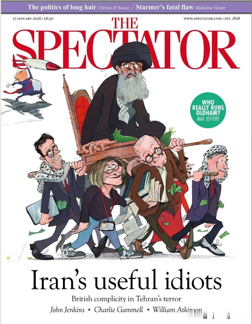 《旁观者》周刊最新一期以“伊朗的有用白痴”为题，猛烈抨击了英国批评者关于“支持民