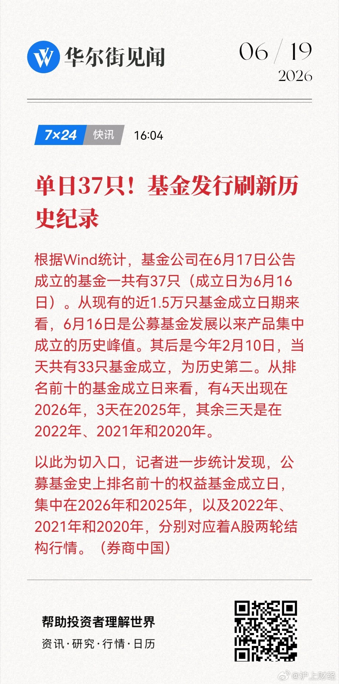 单日37只！基金发行刷新历史纪录网页链接 (来自往往峰回路转了 