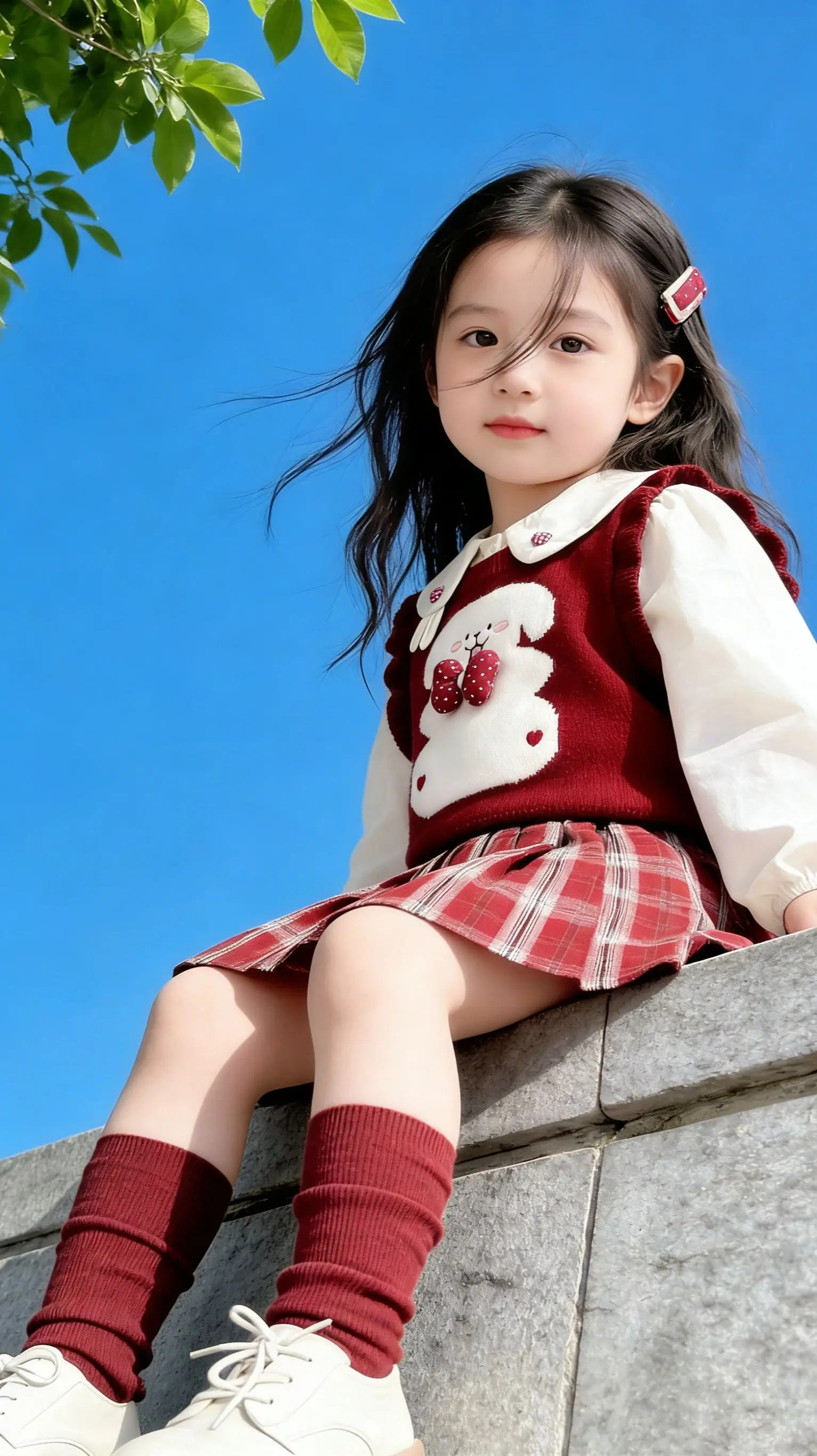 被问爆了！女童这套安可拉红JK也太绝了 今日份含糖量超标！红白色系元气...