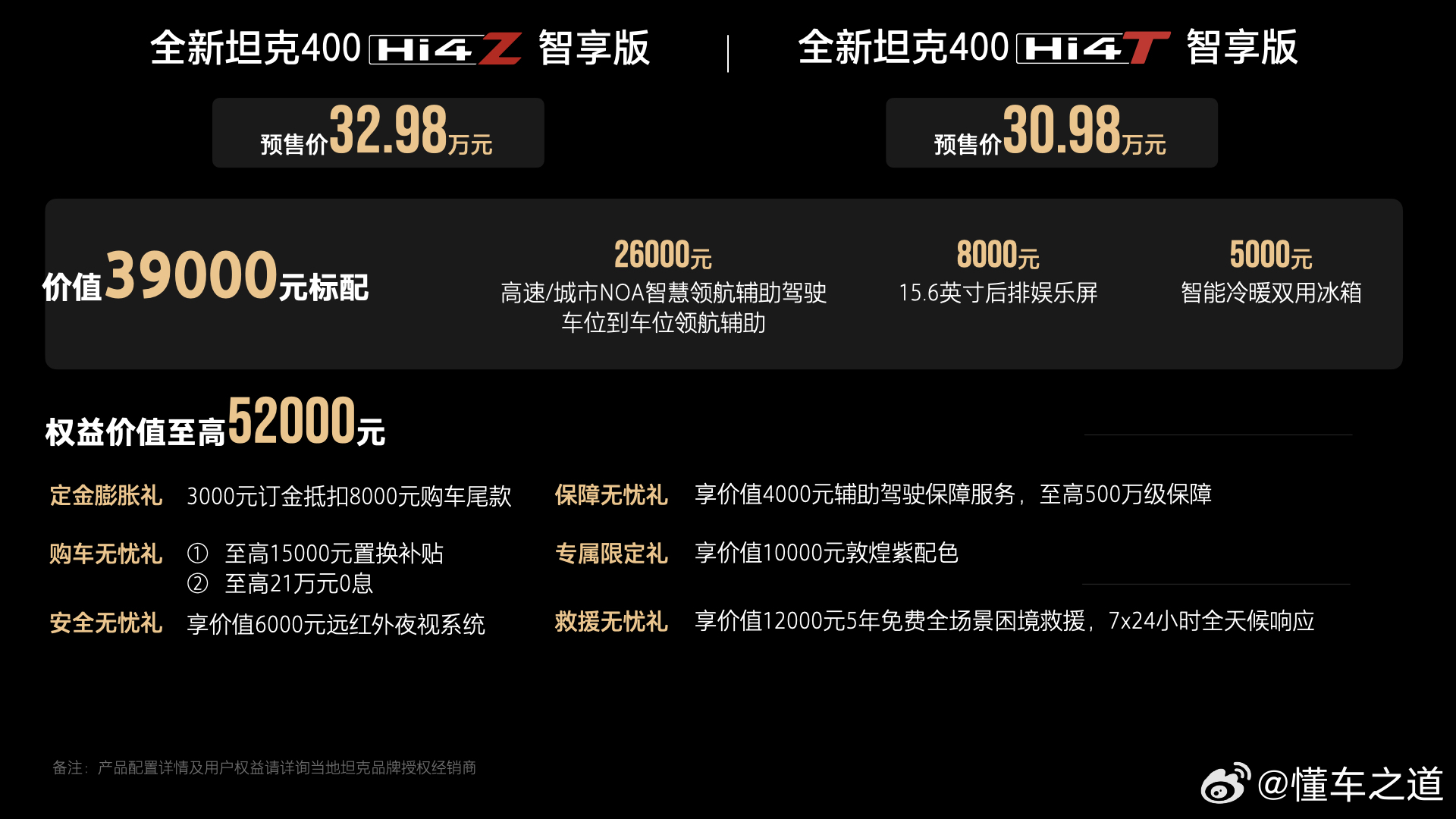 懂车之道讯 懂车之道快讯，新款坦克400智享版开启预售，提供Hi4-T和Hi4-