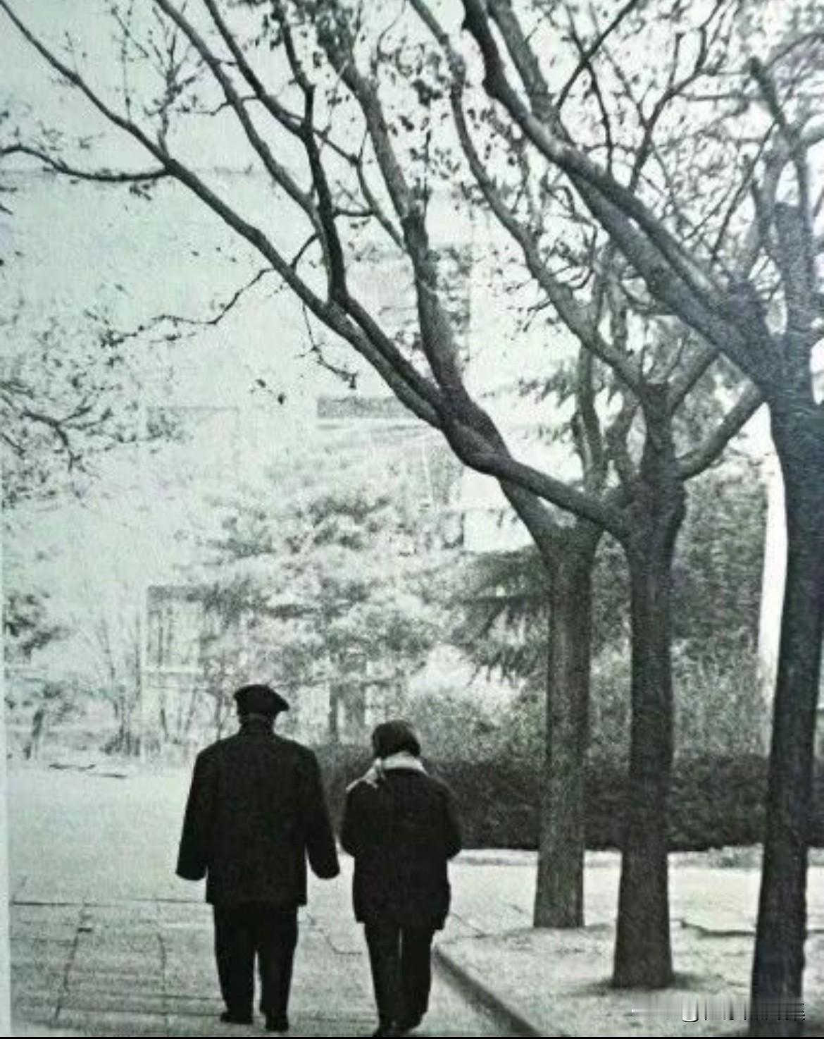 1989年的某个寻常日子，钱锺书与杨绛夫妇在北京三里河南沙沟寓所内，于秋日阳光下