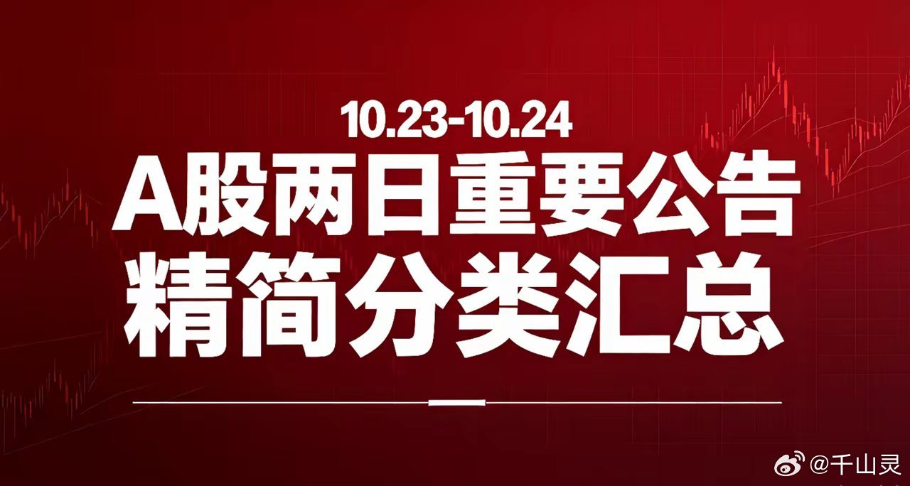 10.23-10.24 A股两日重要公告精简分类汇总一、利好1、业绩高增寒武纪：