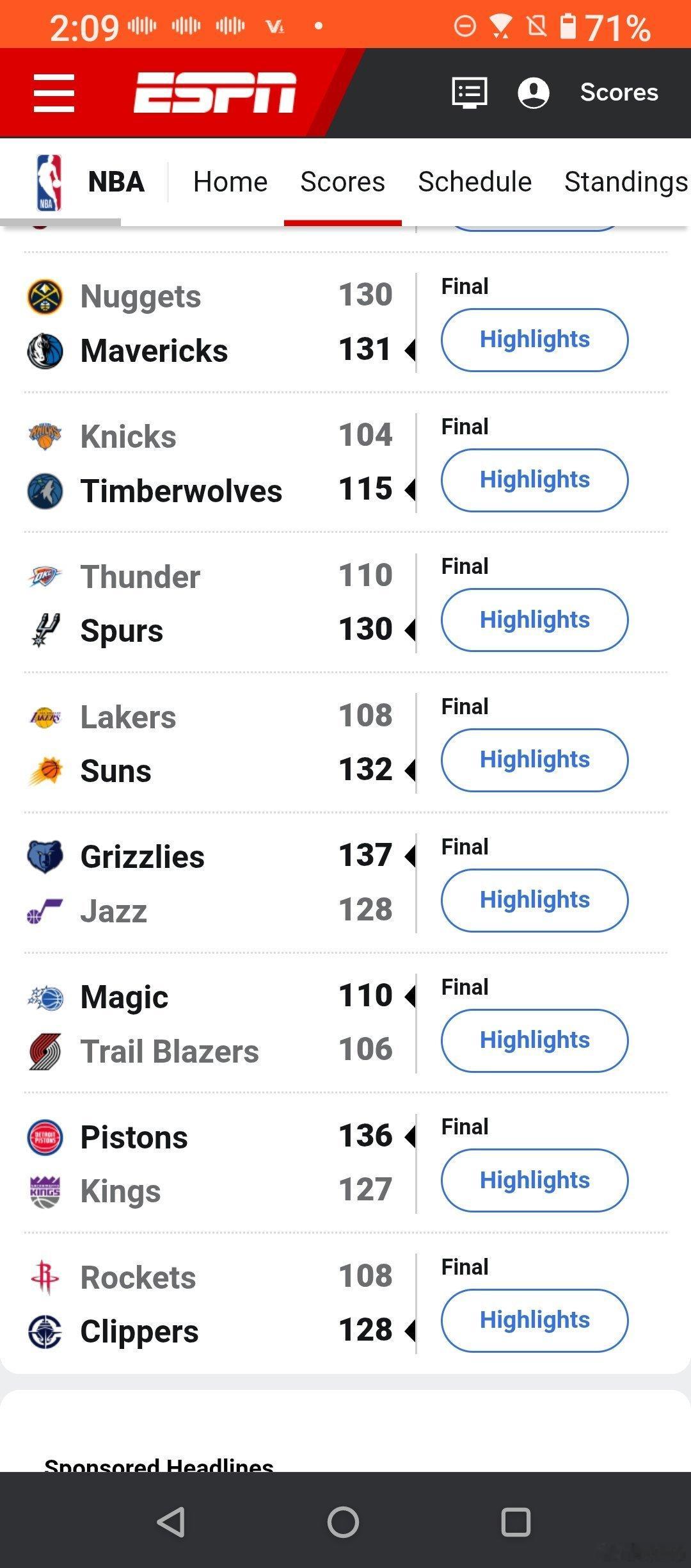 今天雷霆湖人掘金也输了.. 