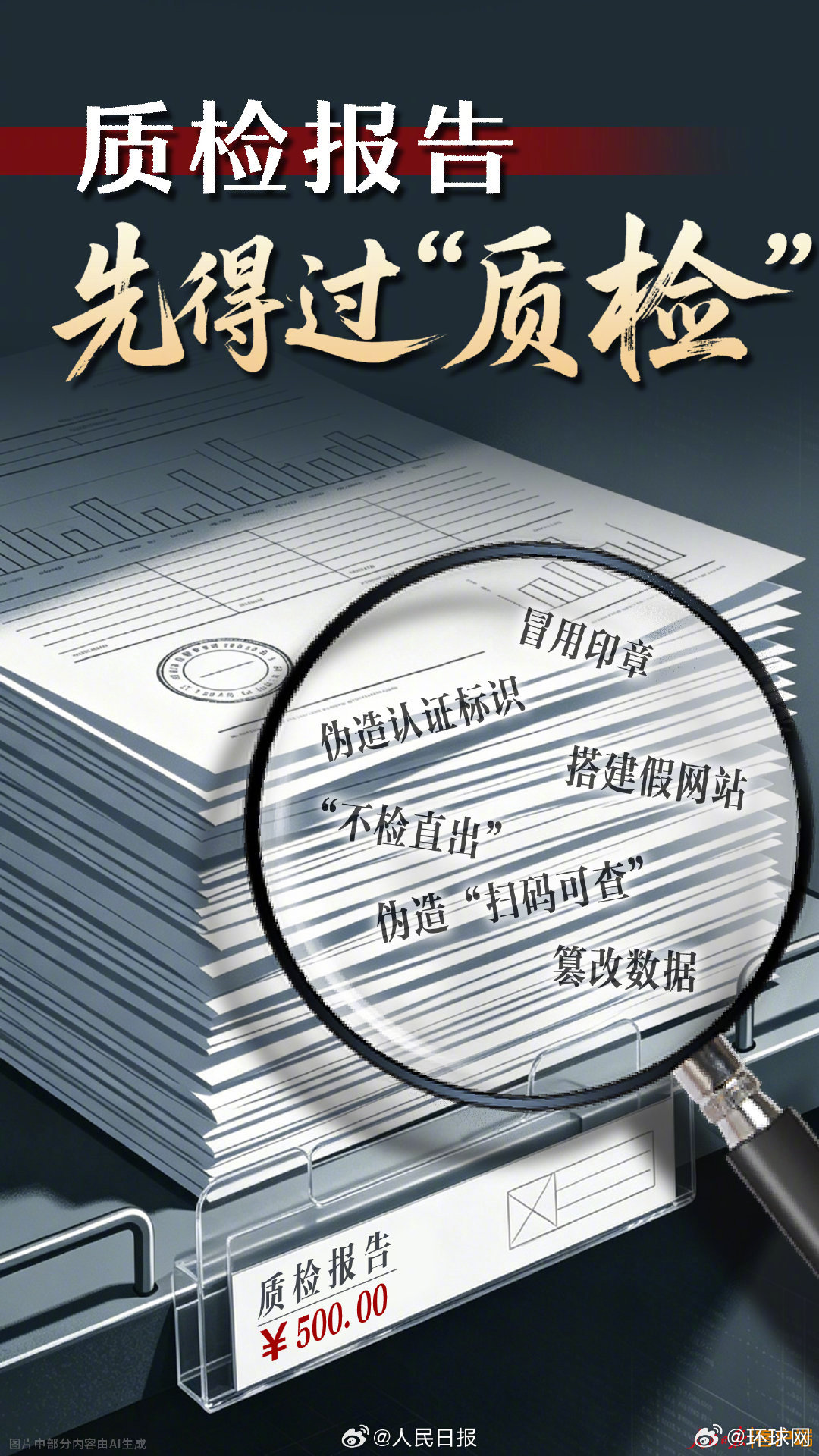 #人民日报评质检报告造假#【人民锐评：#质检报告要经得住质检#】你能想象吗？只需