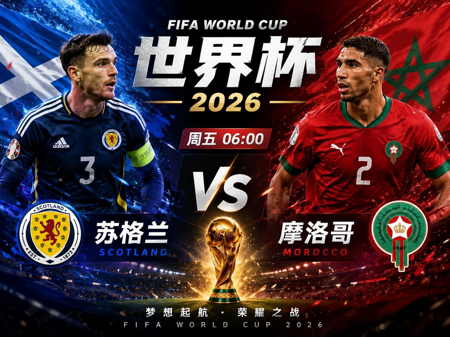 2026世界杯028 世界杯🏆⏰06:00苏格兰vs摩洛哥开球：摩洛哥方向：让