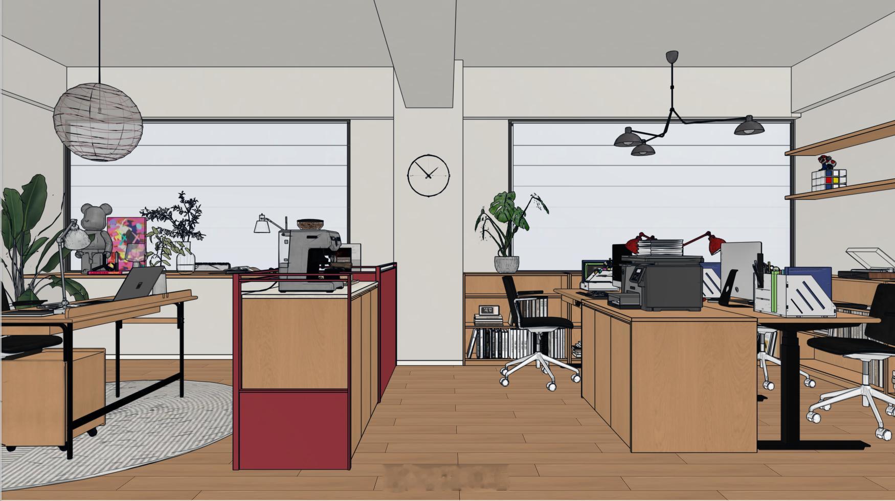 办公室设计图出来了虽然不大，但我觉得够用了做了一个小小的招待区，打算接待网友上门