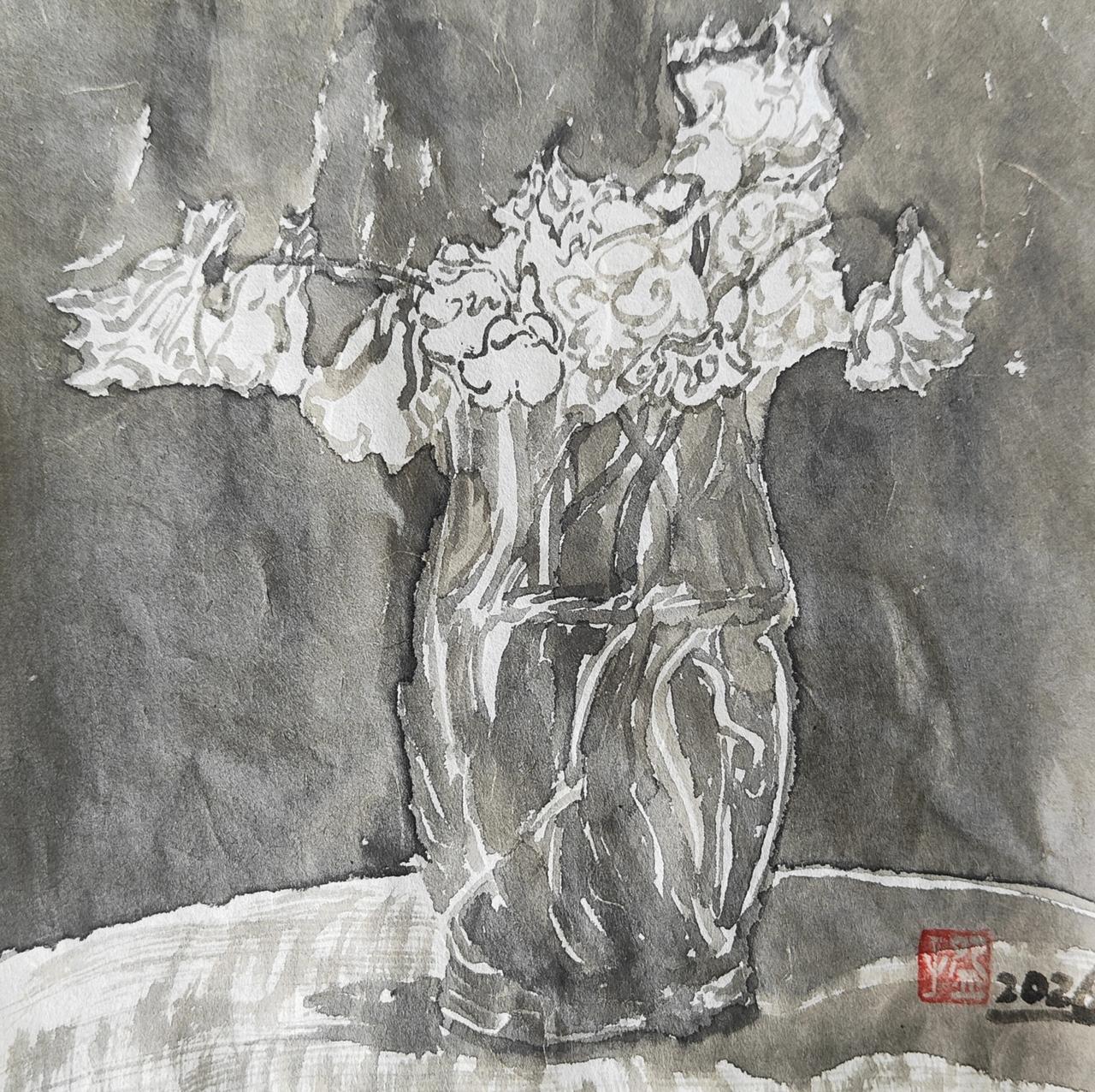 碗子的纸片水墨《花系列No2》