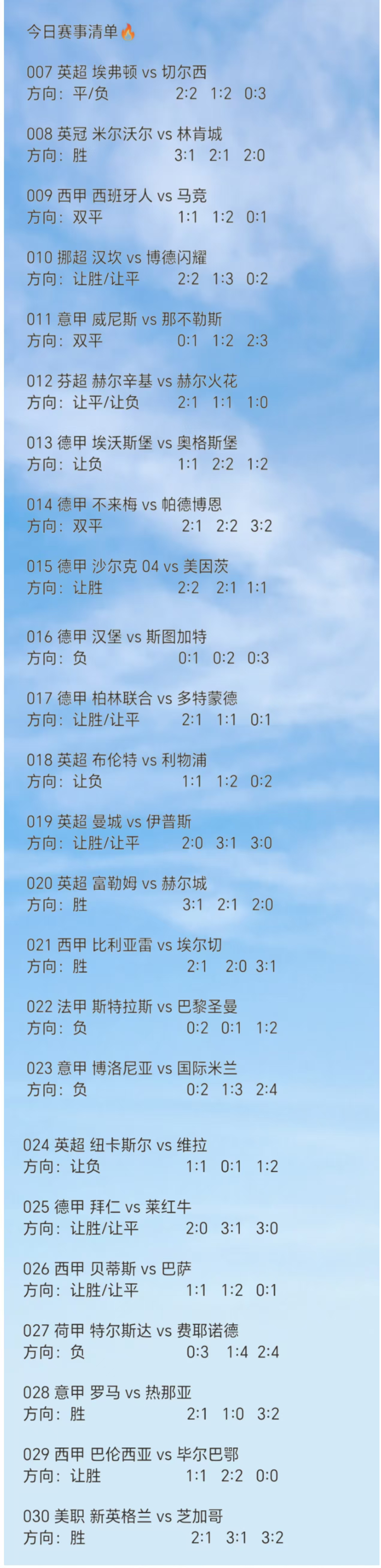 今日赛事清单[鲜花] ​​​