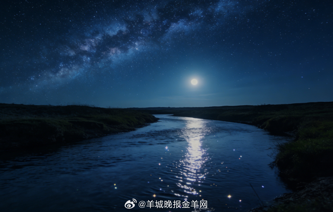 #晚安# 漫步在宁静小河边，星光碎在水面，晚风轻拂，恰似银河落九天。把一天的疲惫