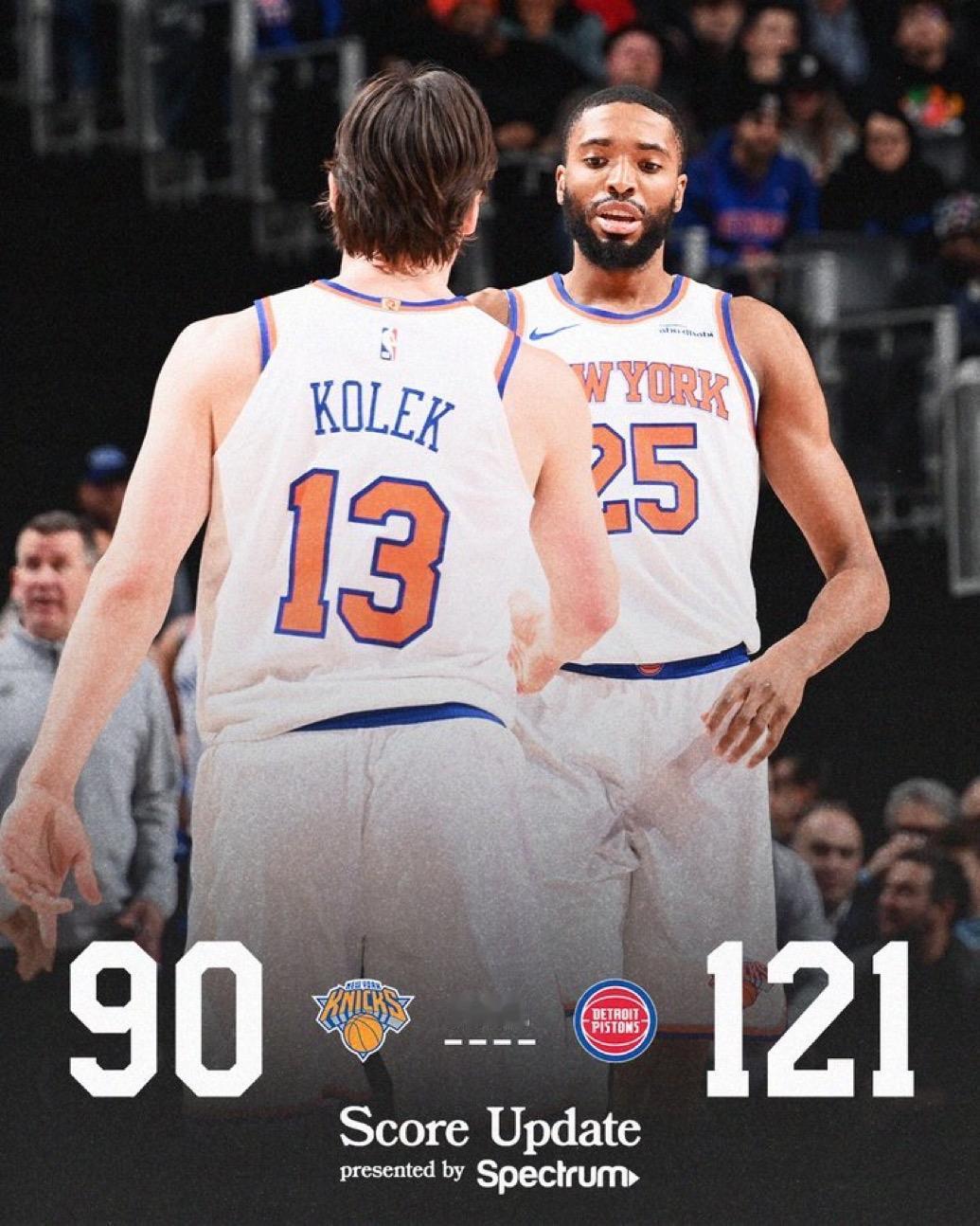 1月6日NBA常规赛战报（8场）：

尼克斯90-121活塞
公牛101-115