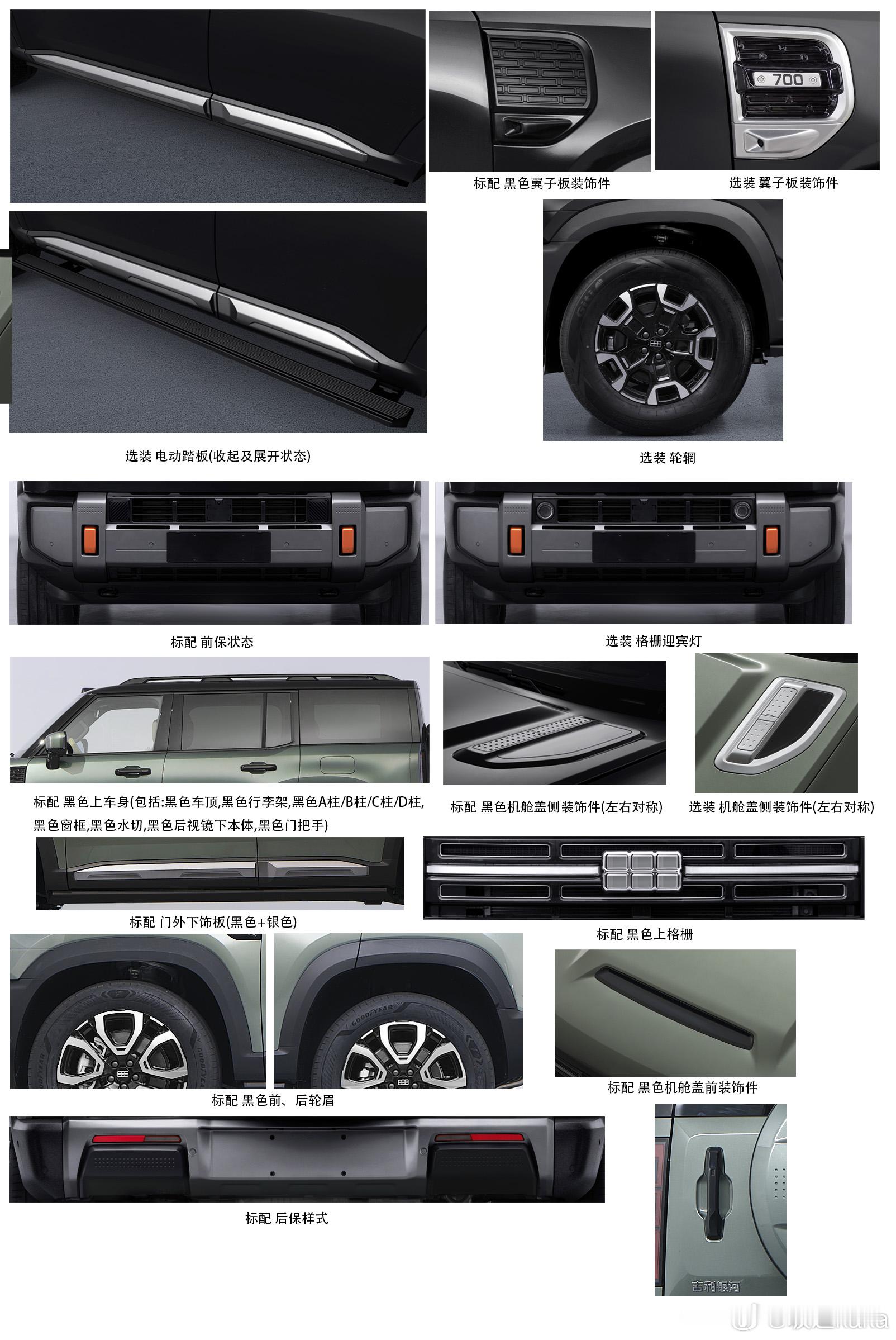 吉利银河战舰700，从结构思路去理解，这车跟路虎卫士才是一个路数。都是承载式车身