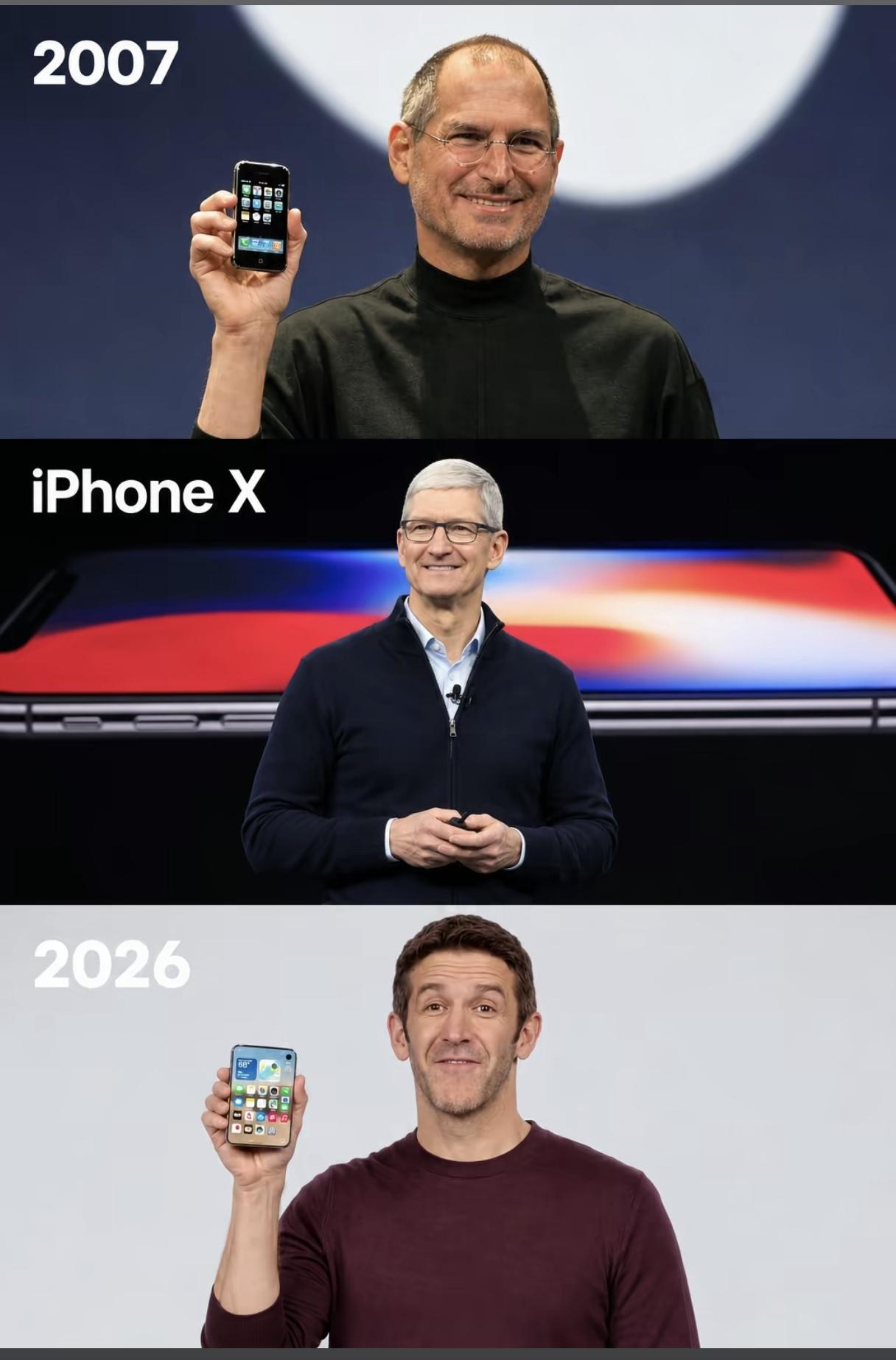 【iPhone经历了三个形态】
iPhone 
iPhoneX
iPhone D