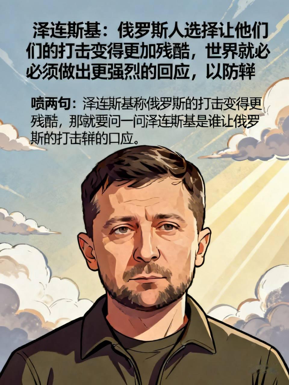 泽连斯基：俄罗斯人选择让他们的打击变得更加残酷，世界就必须做出更强烈的回应，以防