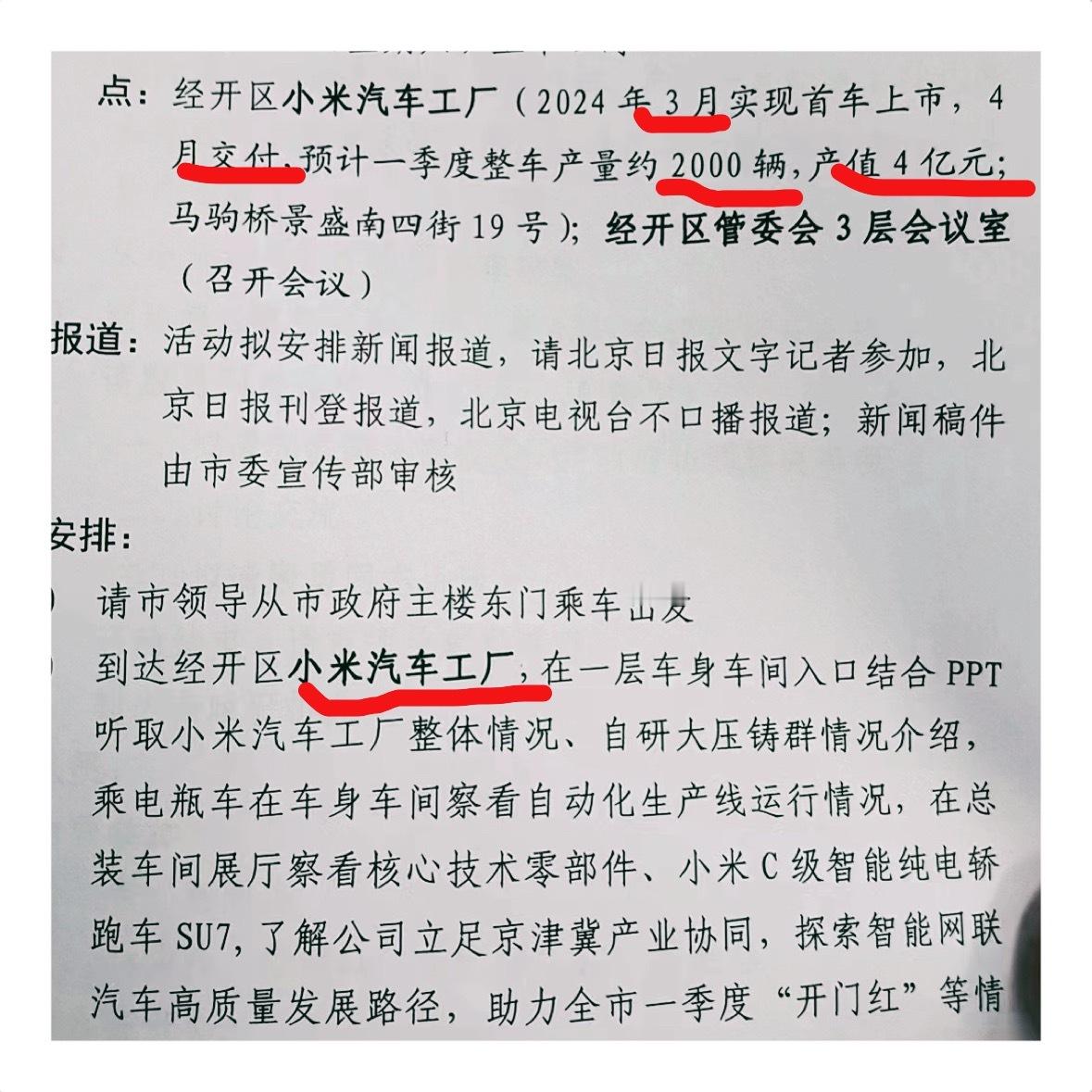 【#小米汽车或3月上市4月交付#　#小米汽车出厂价或为20万元#】 根据这份会议