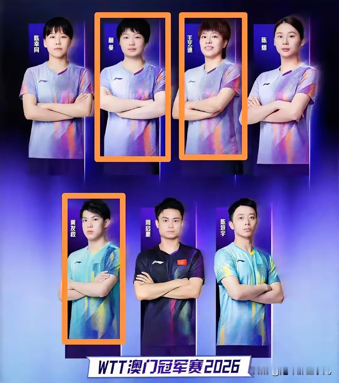 9月10日，WTT澳门冠军赛首轮打完。国乒7人出战，4胜3负。

赢的四个：周启