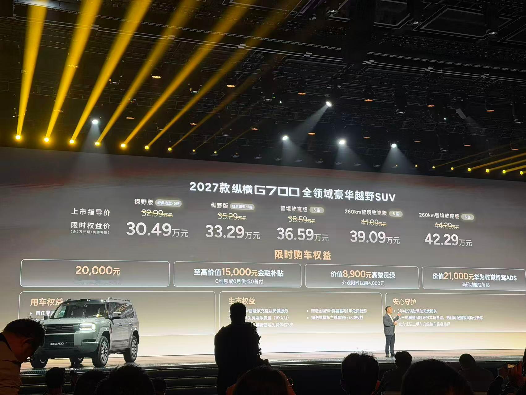 2027款纵横G700的价格来啦👇■ 探野版（经典造型·5座）：限时权益价30