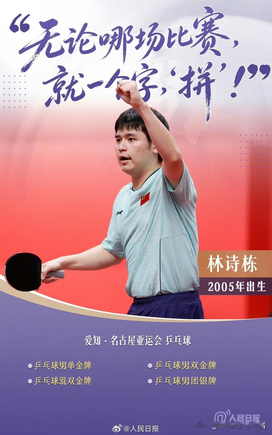 林诗栋也上主流媒体了，小将掀起青春风暴。
人民日报发文，“05后小将掀起青春风暴