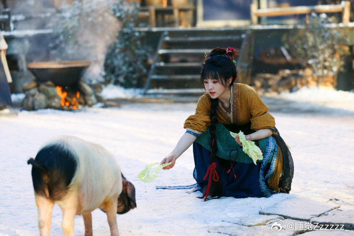 田曦薇不负心中山海田曦薇樊长玉双麻花辫古装双麻花辫造型清丽质朴，田曦薇将角色的柔