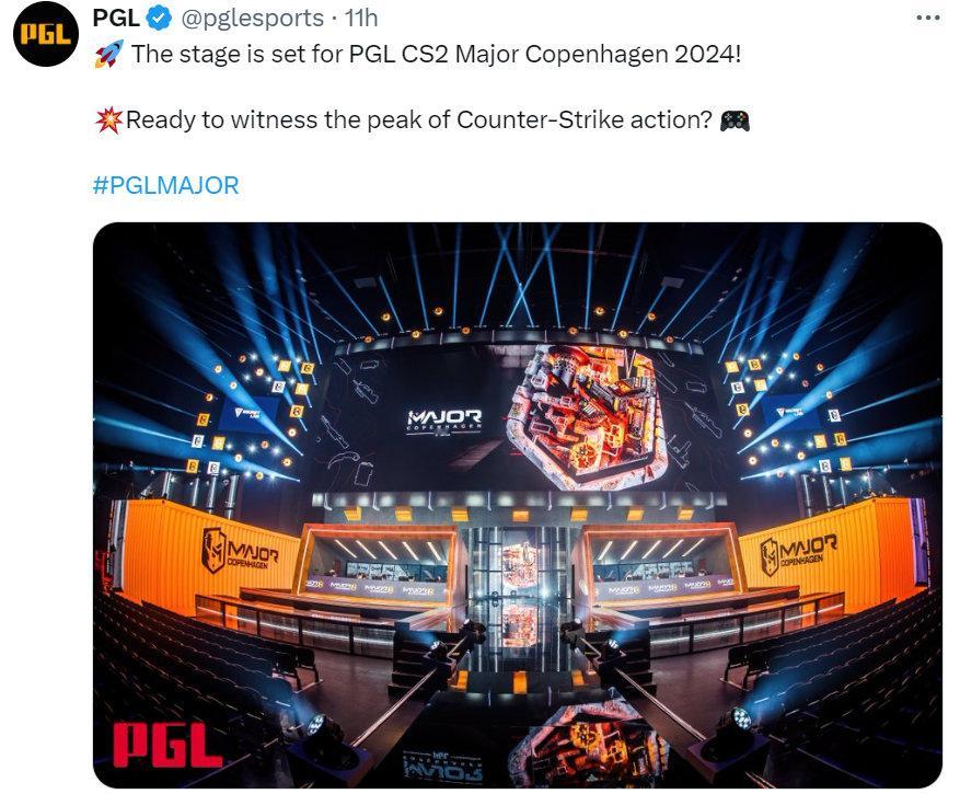 #CSGO# #CS2# PGL官推发布PGL Major淘汰赛主舞台搭建完成的