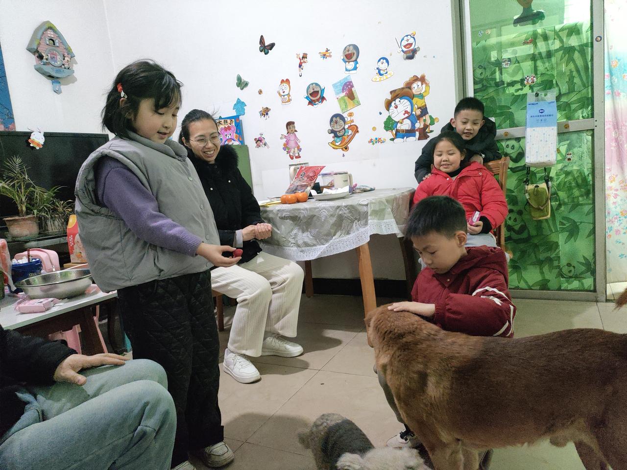 你能分享一张狗或小狗的可爱照片吗屋里的笑声裹着烟火气，孩子们的热闹和毛孩子的温顺