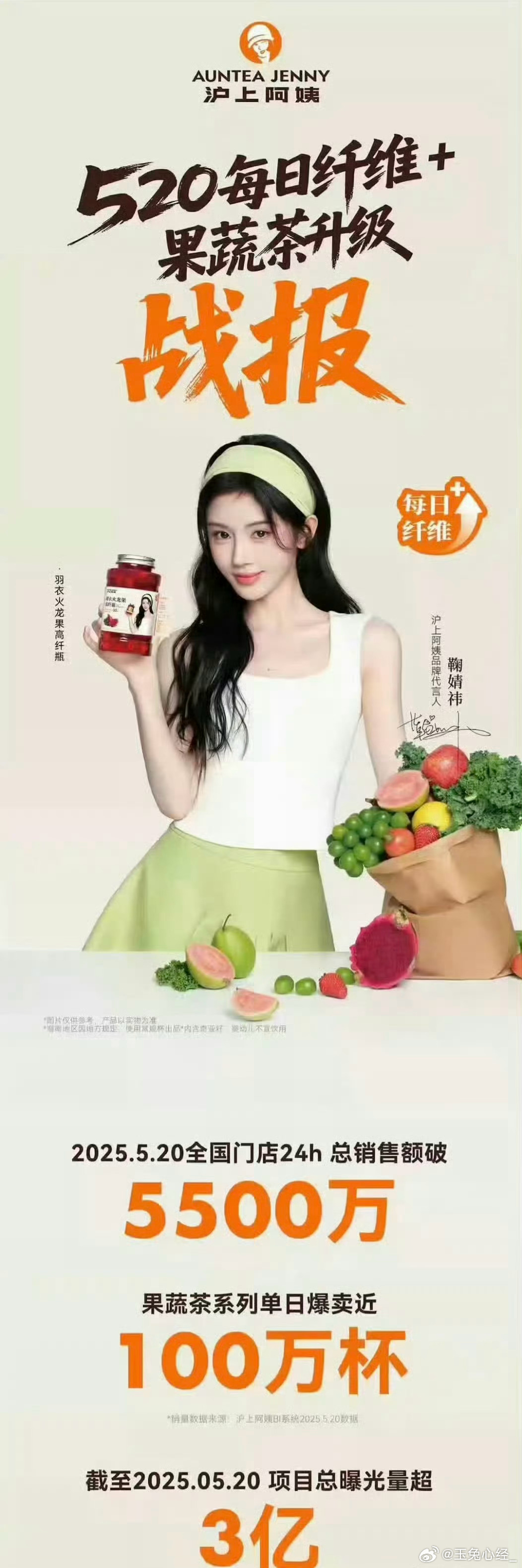 沪上阿姨田曦薇鞠婧祎销量的极致反差。 