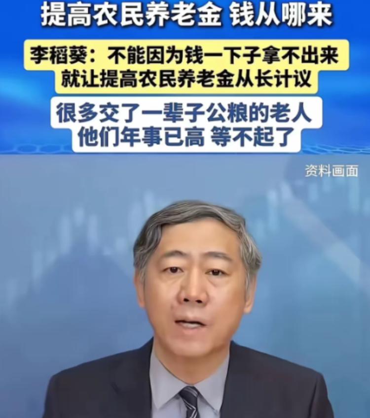 清华大学李稻葵：“不能因为钱一下子拿不出来，就让提高农民养老金从长计议，很多交了