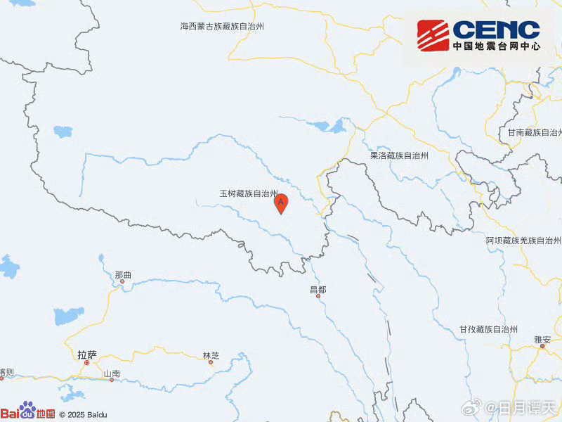 地震快讯中国地震台网自动测定：05月28日10时37分在青海玉树州玉树市附近（北