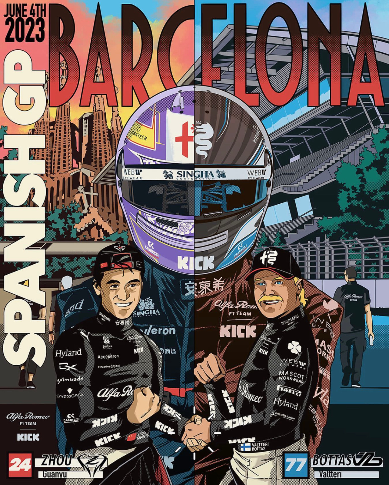 2023F1西班牙大奖赛~阿尔法罗密欧车队海报#2023F1西班牙大奖赛# ​​
