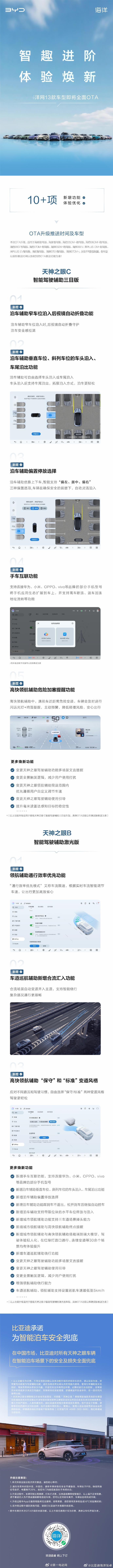 比亚迪海洋网 13 款车型将迎来全面 OTA，适用于海鸥智驾版、海豚智驾版、海豹