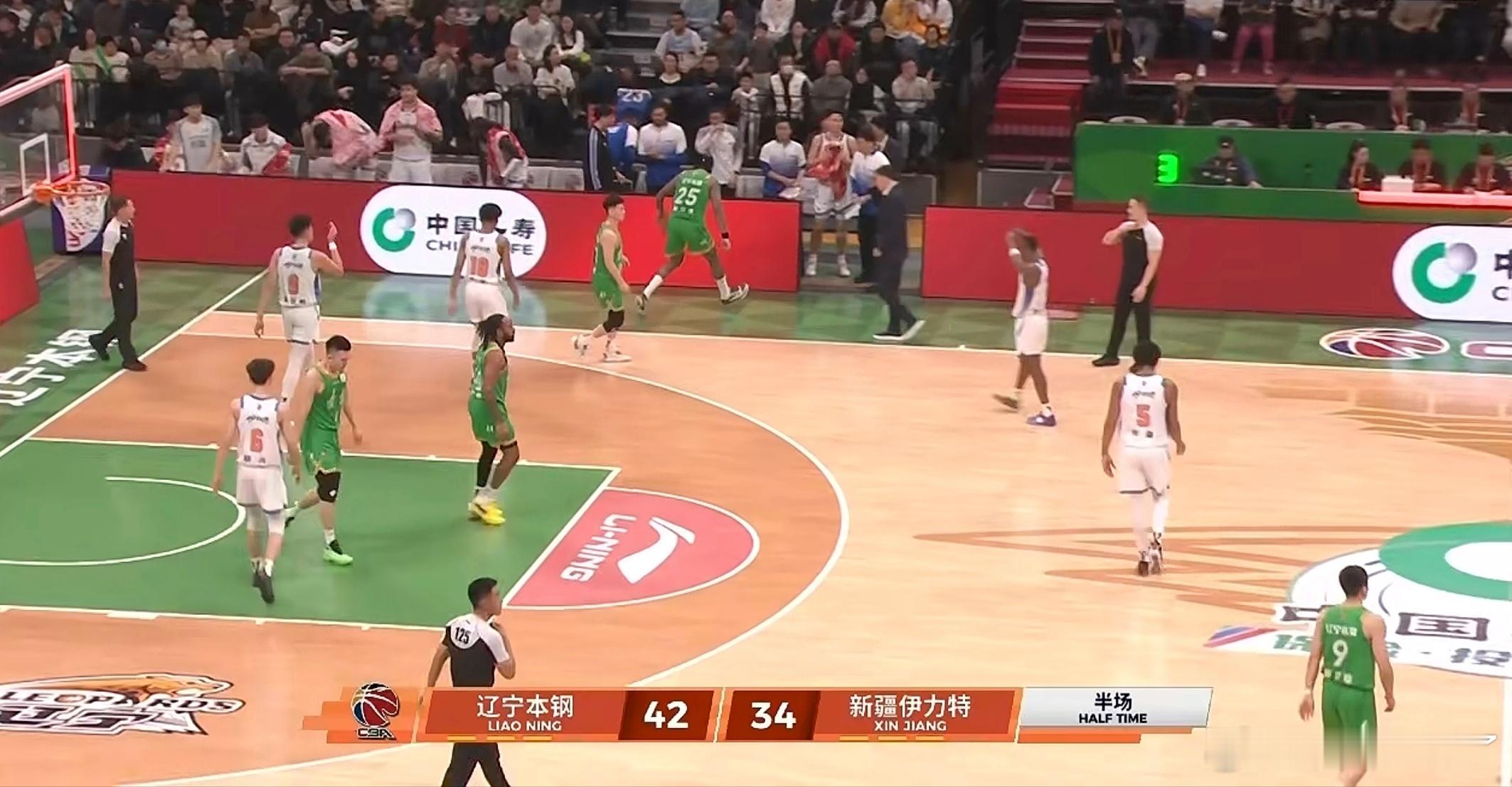 半场结束辽宁表现还行辽宁男篮cba