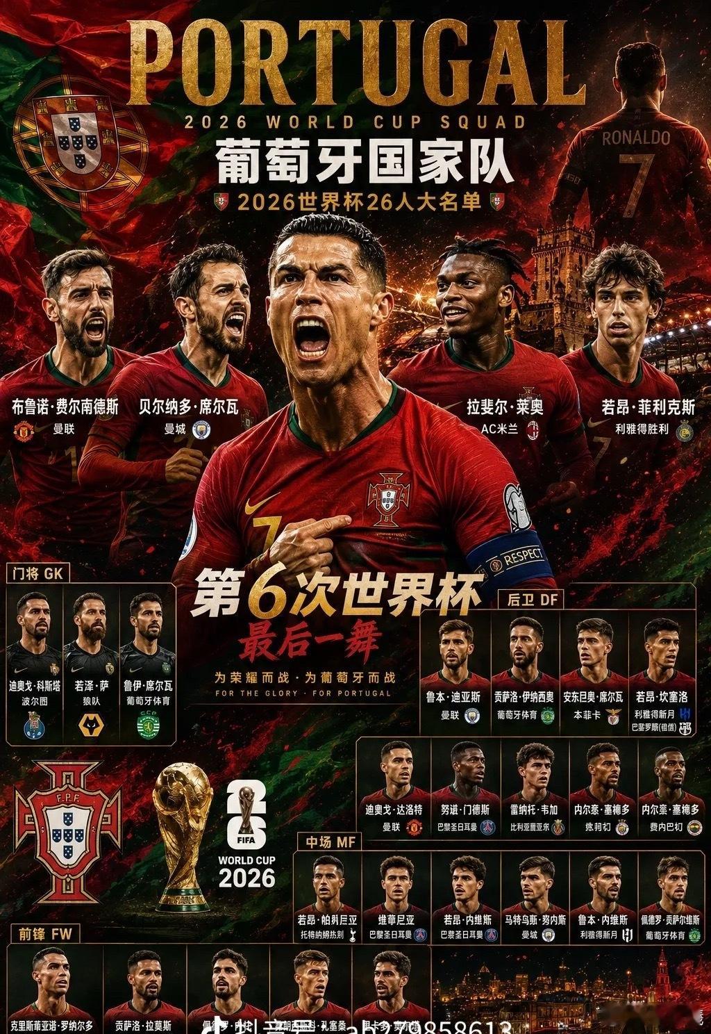 80后的青春也终将逝去葡萄牙公布世界杯名单C罗第6次参加世界杯